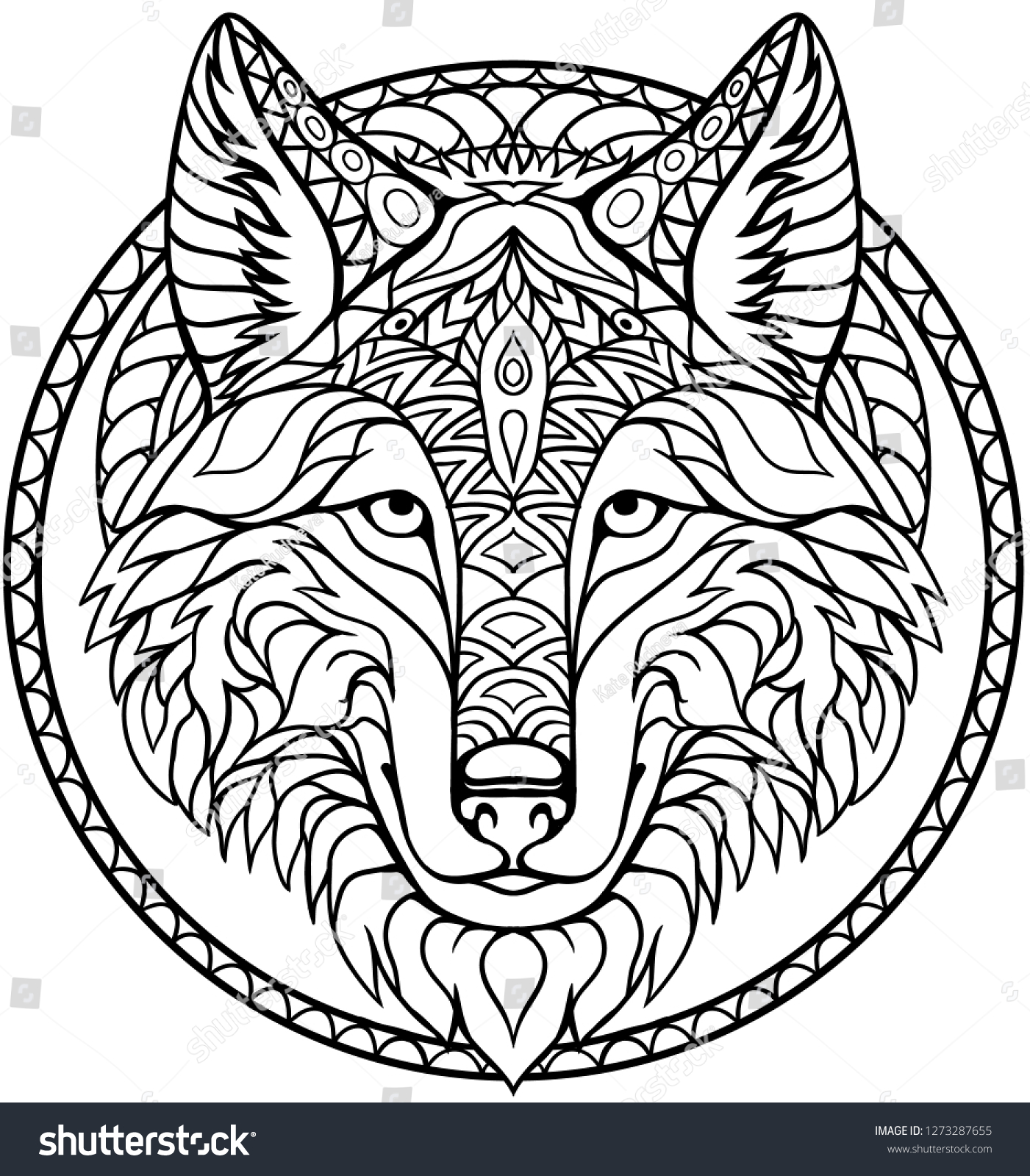 Wolf coloring book Images, Stock Photos & Vectors | Shutterstock