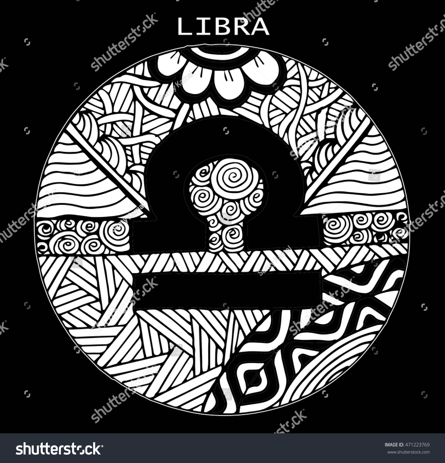 Hand Drawn Zodiac Sign Libra Vector Stock Vector (Royalty Free ...