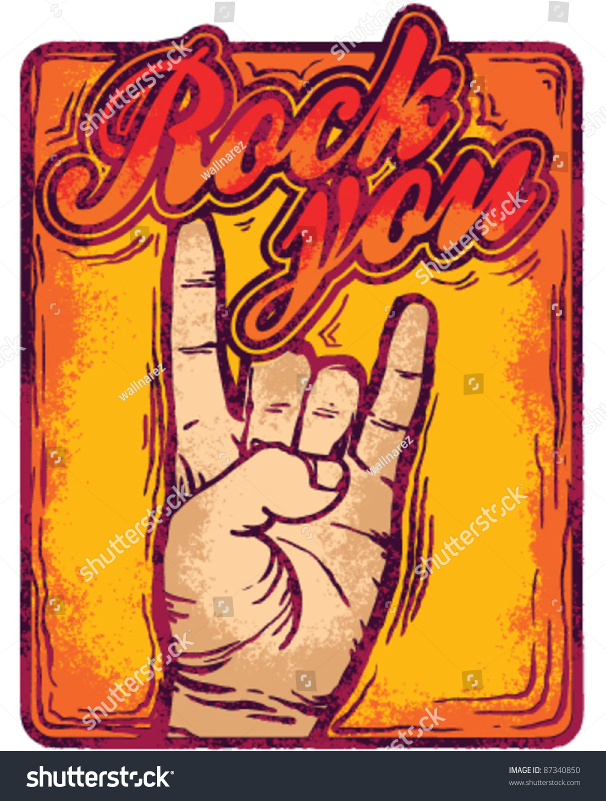 Hand Gesticulate. Rock N Roll Sign. Vector - 87340850 : Shutterstock