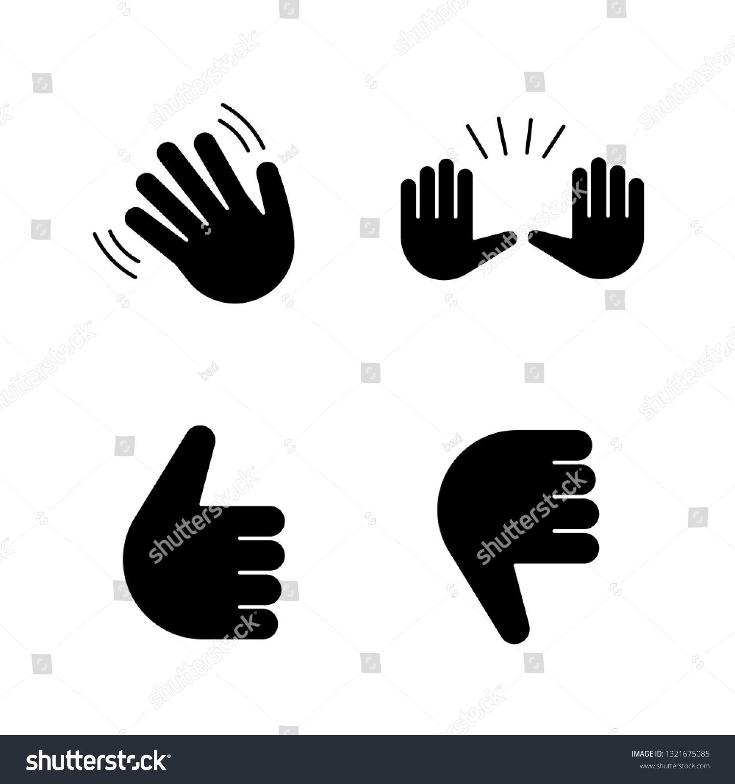 Hand Gesture Emojis Glyph Icons Set Stock Vector Royalty Free