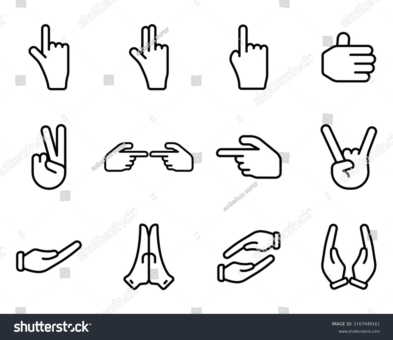 Hand Gesture Emojis Icons Set Suitable Stock Vector (Royalty Free ...