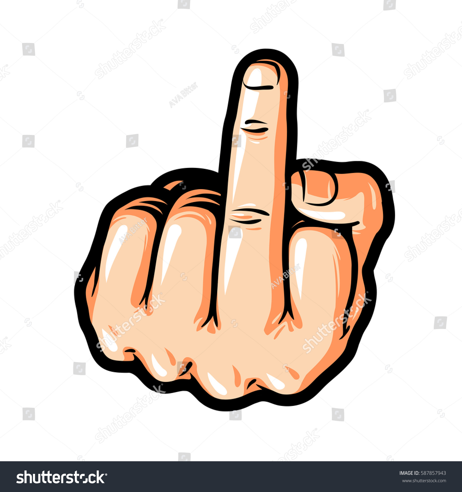 Hand Gesture Fuck You Symbol Middle Stock Vector Royalty Free