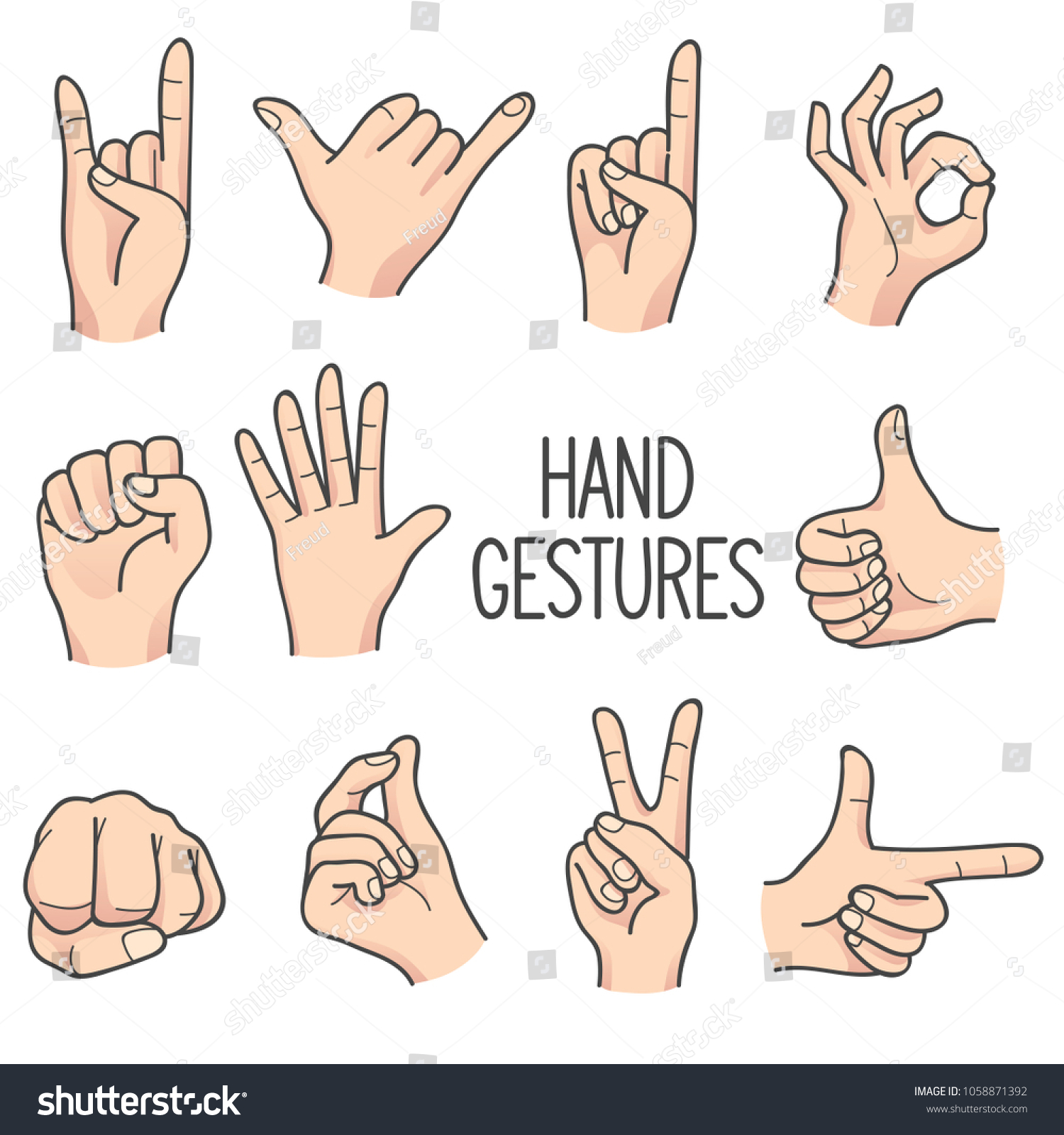 Hand Gesture Illustration Vector Collection Hands Stock Vector (Royalty ...