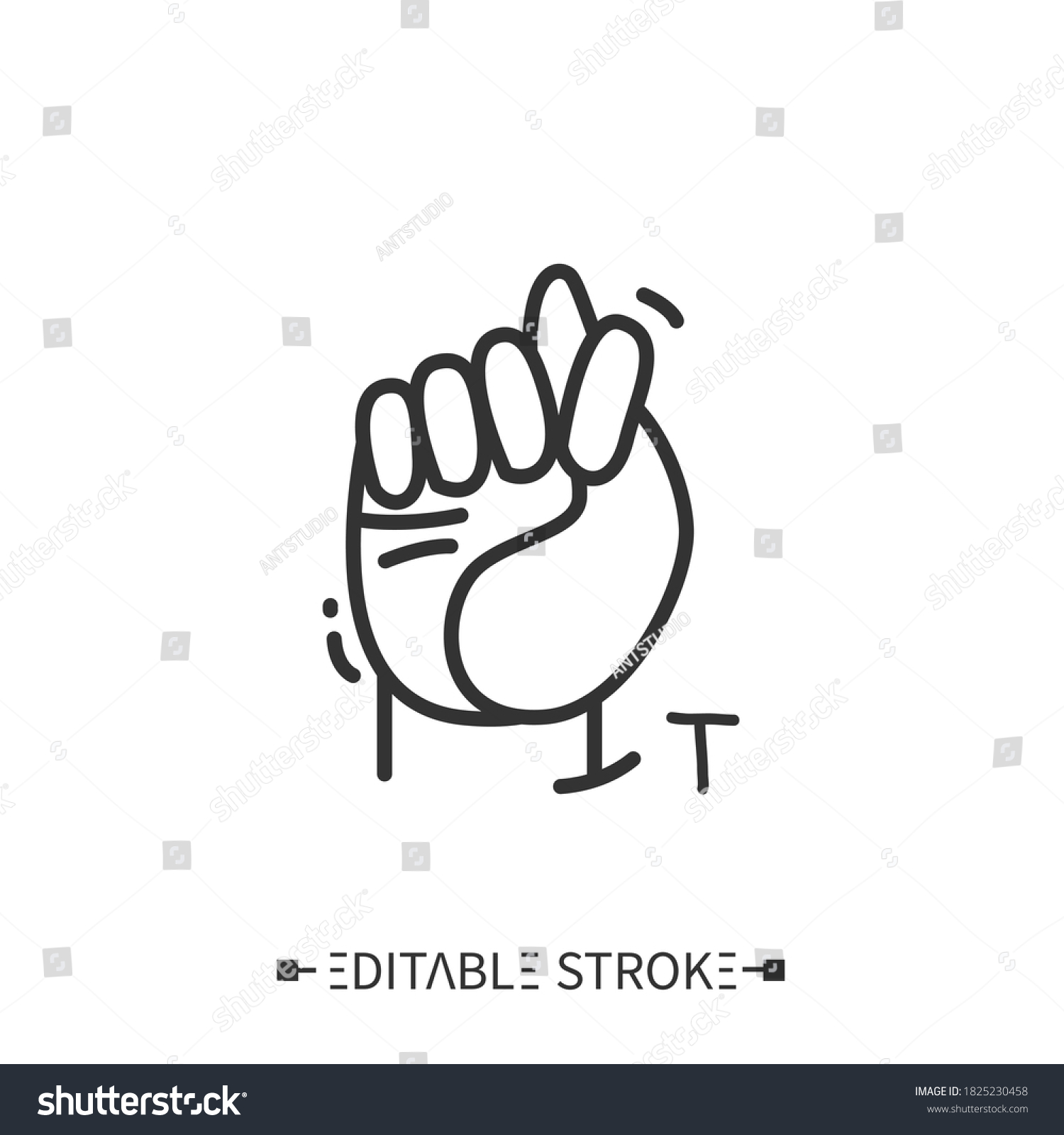 Hand Gesture Showing T Letter Line Stock Vector (Royalty Free) 1825230458