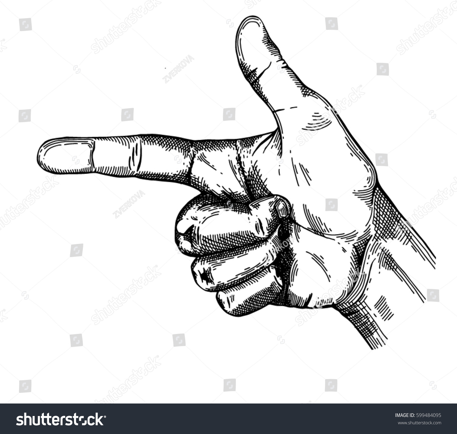 Hand Gesture Sketch Fingerpointing Symbol Illustration Stock Vector ...