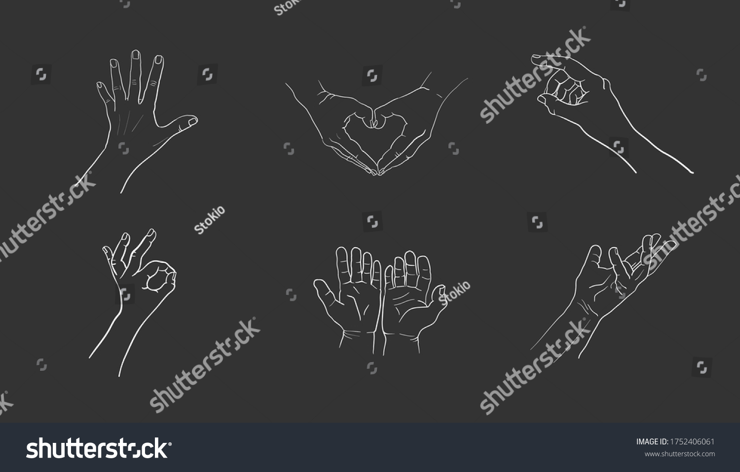 Hand Gesture Vector Sketch Collection Body Stock Vector (Royalty Free