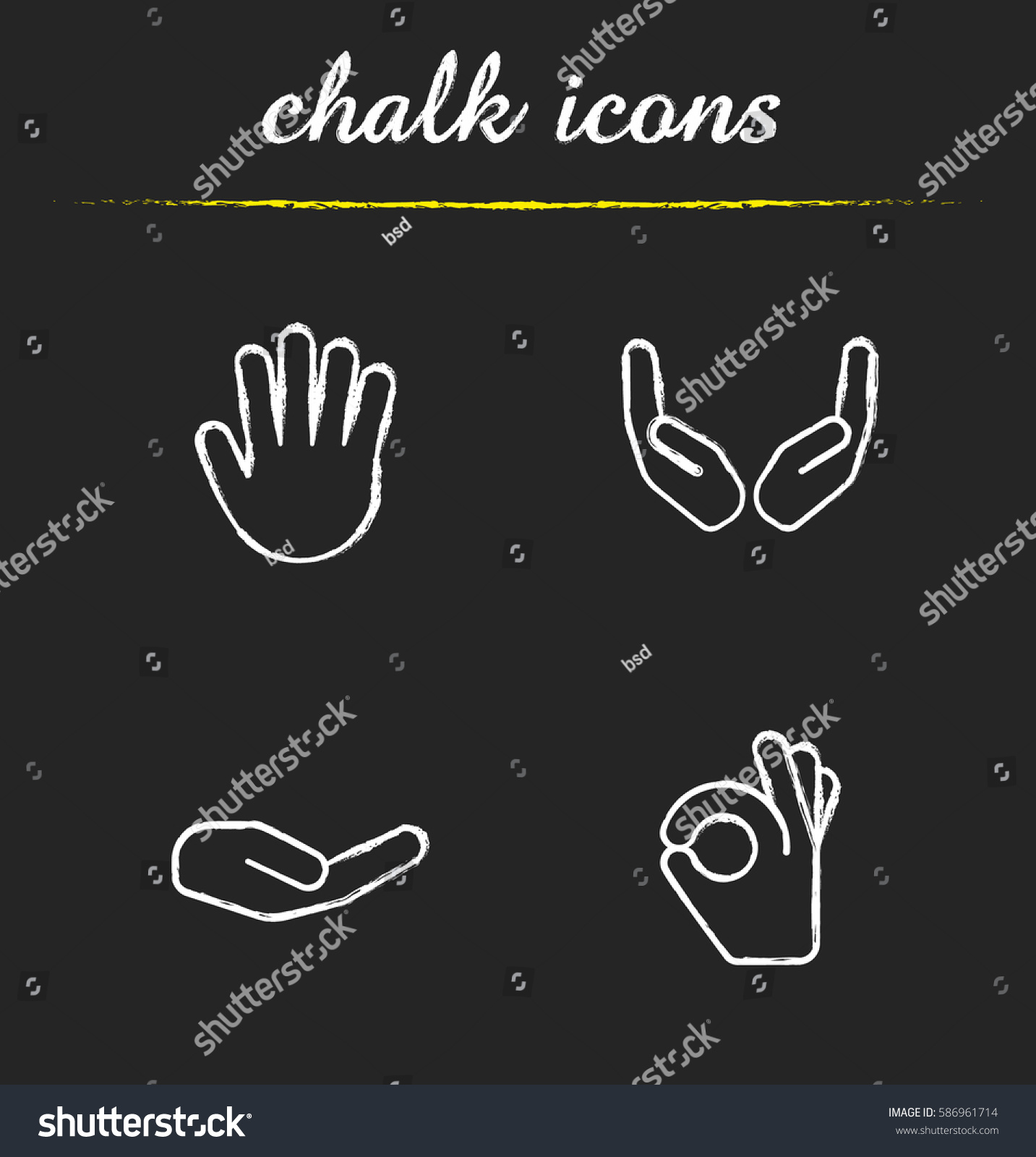 Hand Gestures Chalk Icons Set Begging Stock Vector Royalty Free 586961714 9660