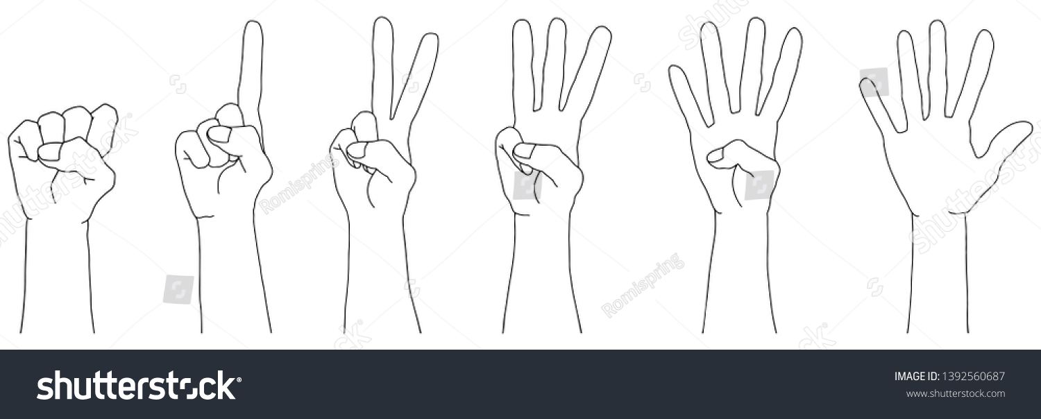 Hand Gestures Drawing Set Vector Illustration Stock Vector (Royalty ...