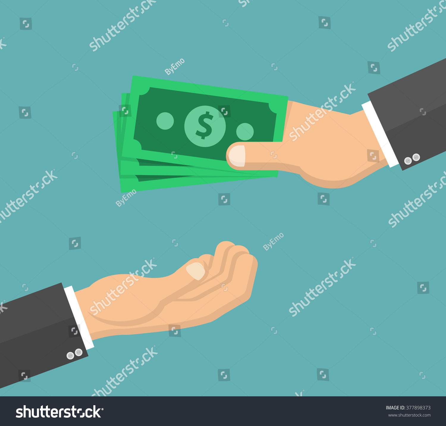 Hand Giving Money Bills Another Hand Stock Vector 377898373 - Shutterstock