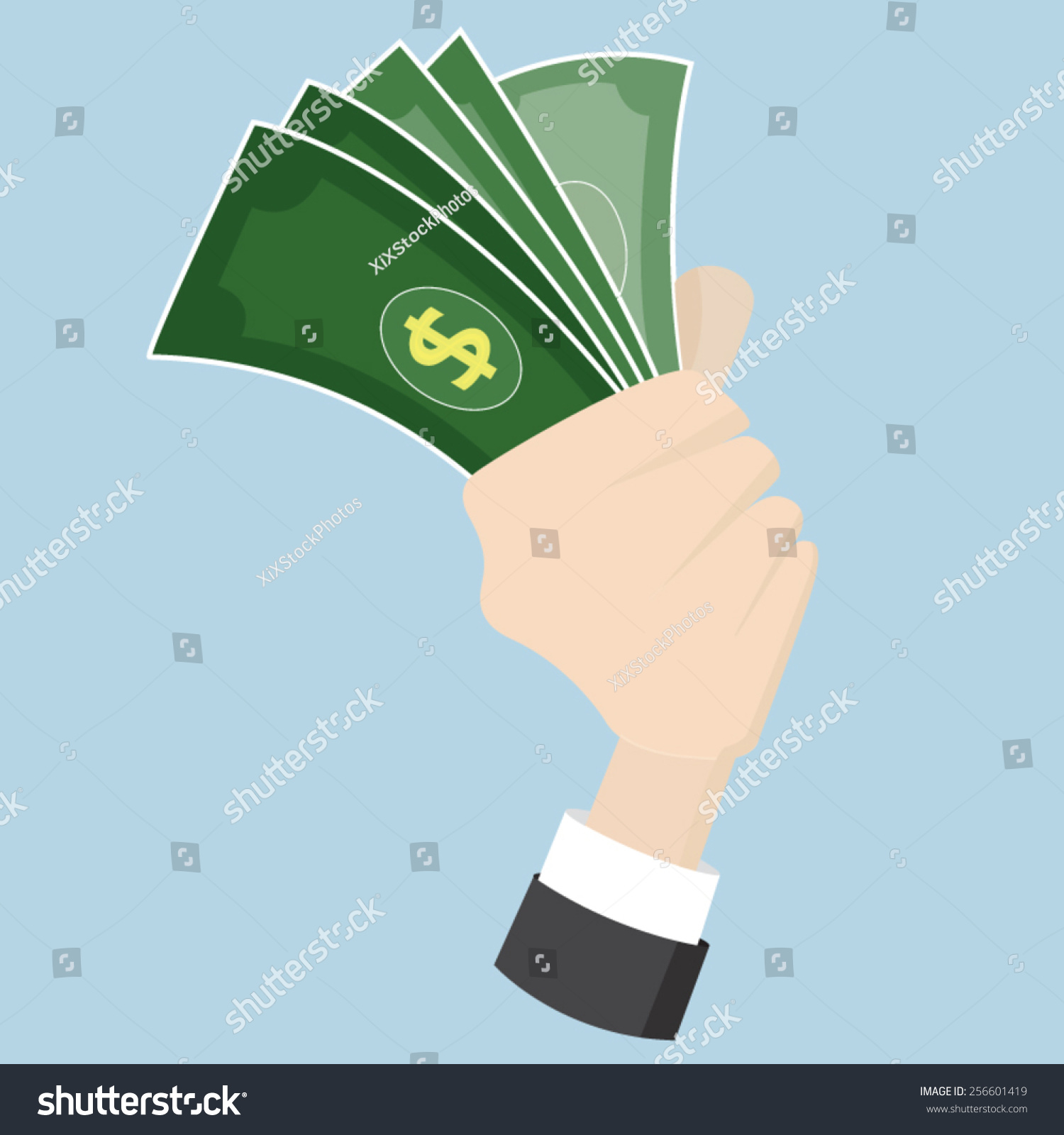 Hand Grasp Catch Money Cash Dollar ,Business And Ecology Concept Vector ...