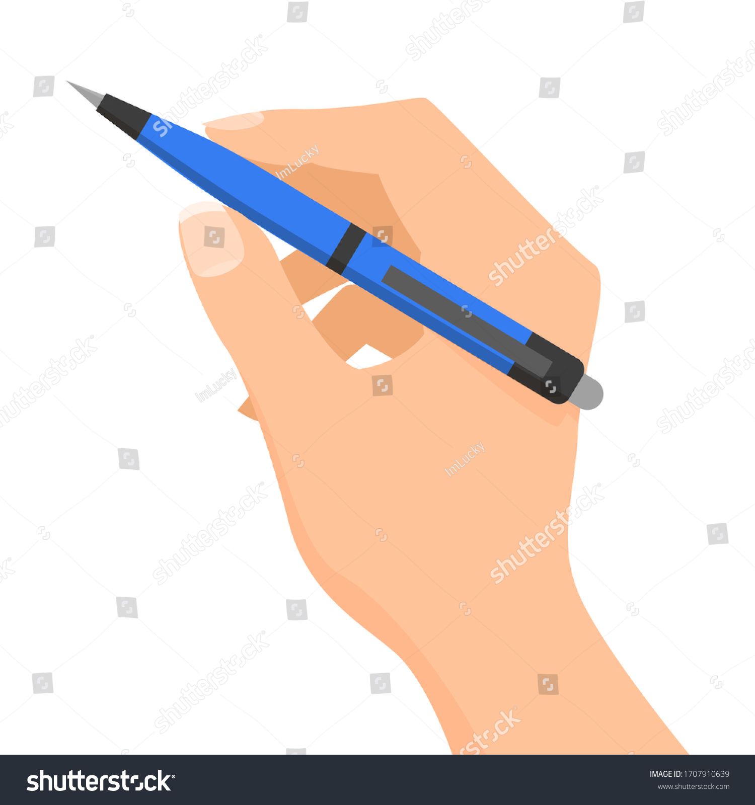 Hand Holding Blue Pen Vector Isolated Stock Vector (Royalty Free ...