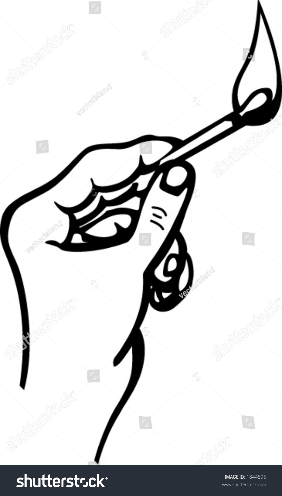 Hand Holding Match Stock Vector Royalty Free 1844595