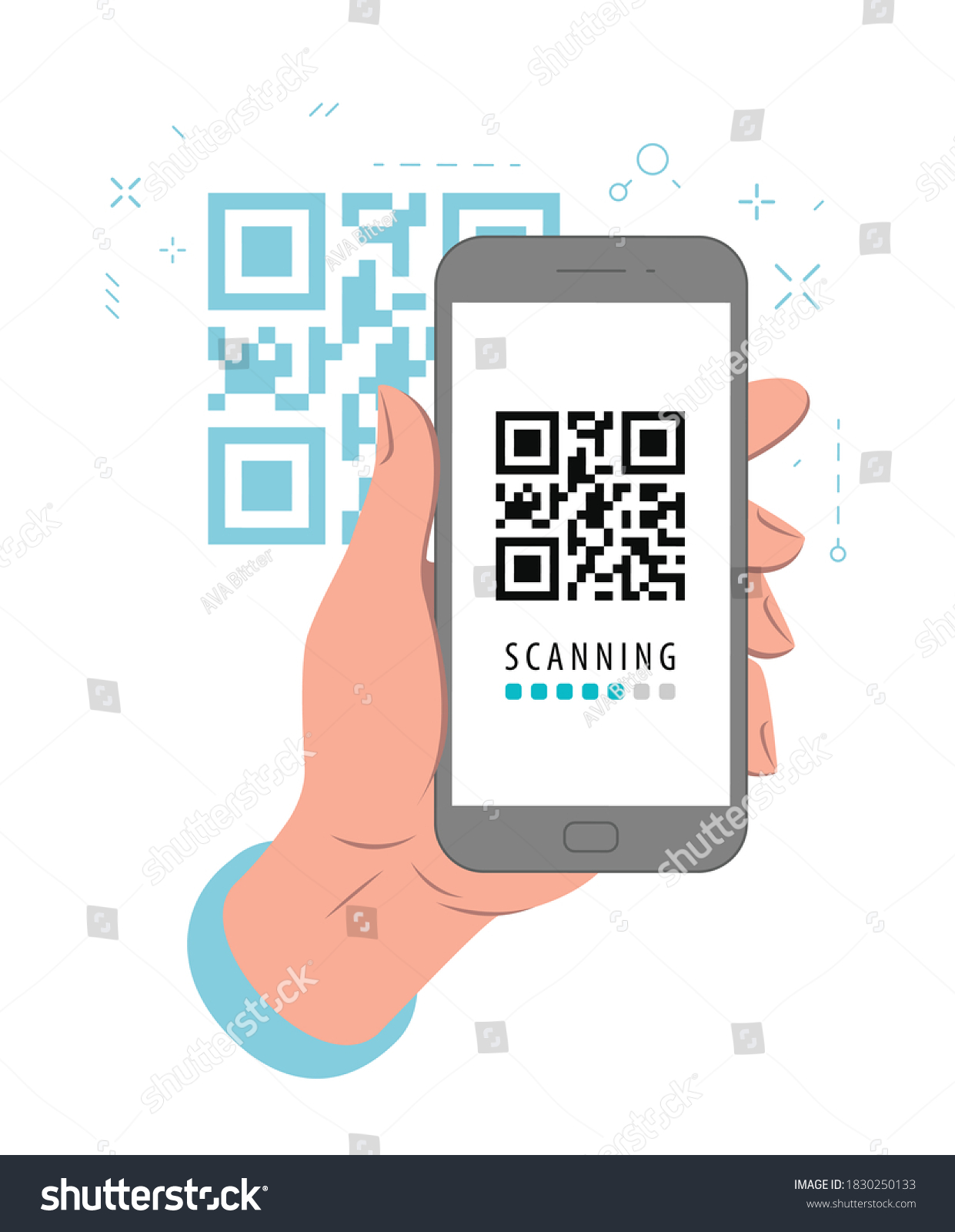 Hand Holding Phone Qr Code On Stock Vector (Royalty Free) 1830250133