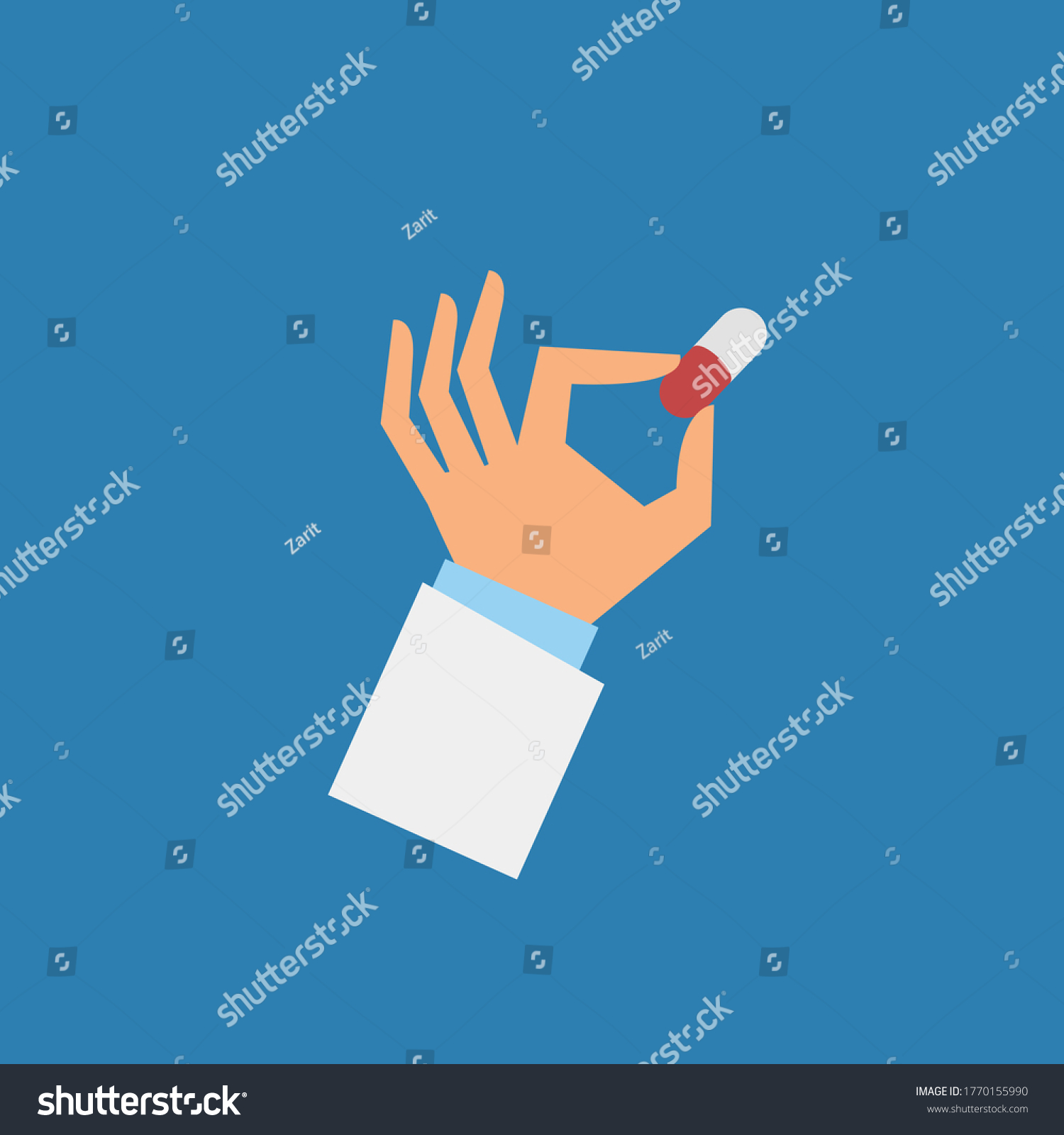 Hand Holding Pill Flat Cartoon Style Stock Vector (Royalty Free) 1770155990