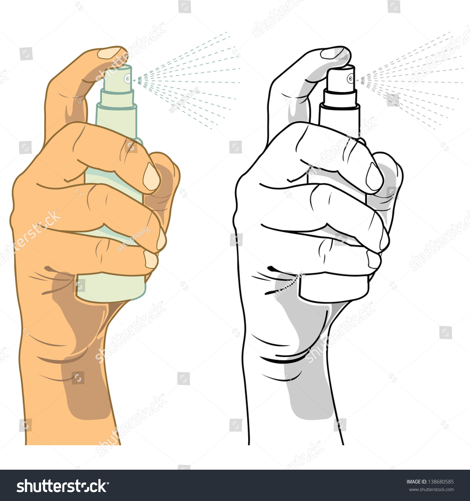 Hand Holding Spray Bottle Vector Stock Vector (Royalty Free) 138680585 ...