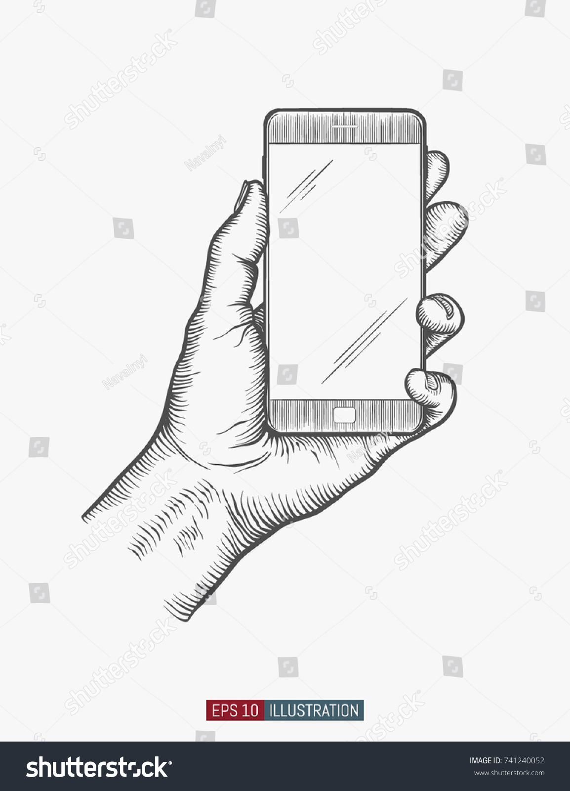 Hand Holding Abstract Smart Phone Silhouette Stock Vector Royalty Free