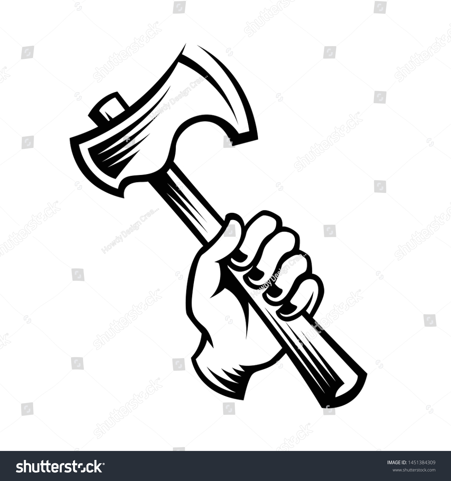 SVG of hand holding axe, axe throwing vector logo template svg