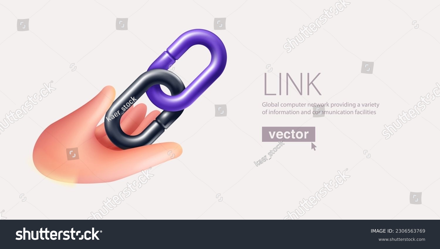SVG of Hand holding chain links in 3D cartoon plastic style. Realistic vector hyperlink icon render. Teamwork emblem. Connection symbol for your blockchain design, hotspot logo, crypto currency app, NFT UI. svg