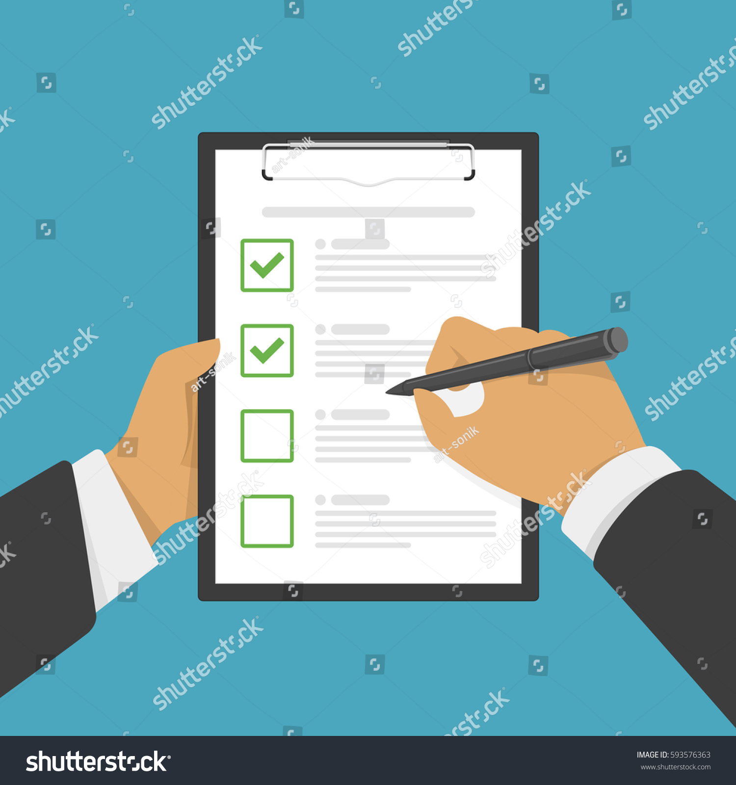 Hand Holding Clipboard Checklist Green Check Stock Vector (Royalty Free ...