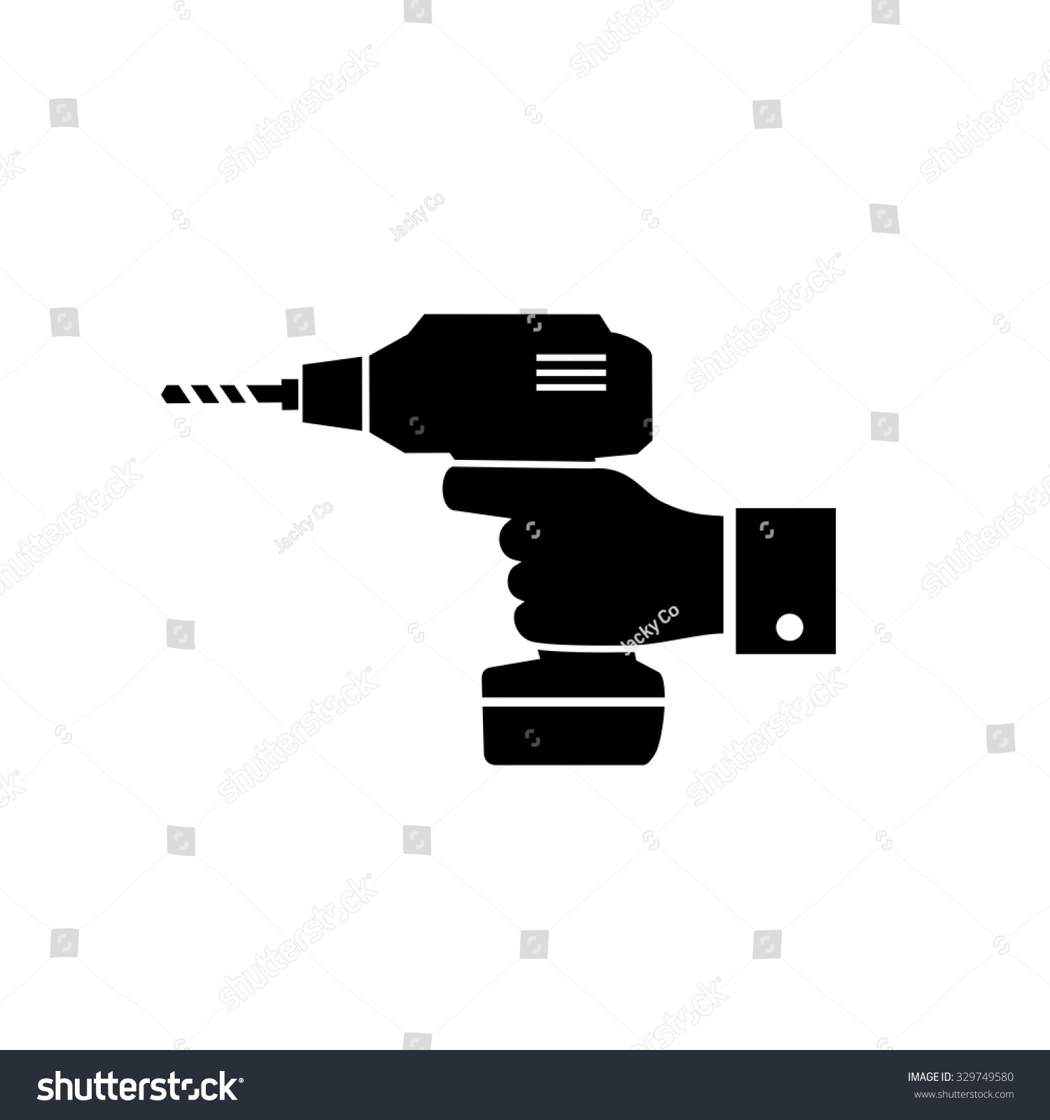 black drill held by hand clip art preview