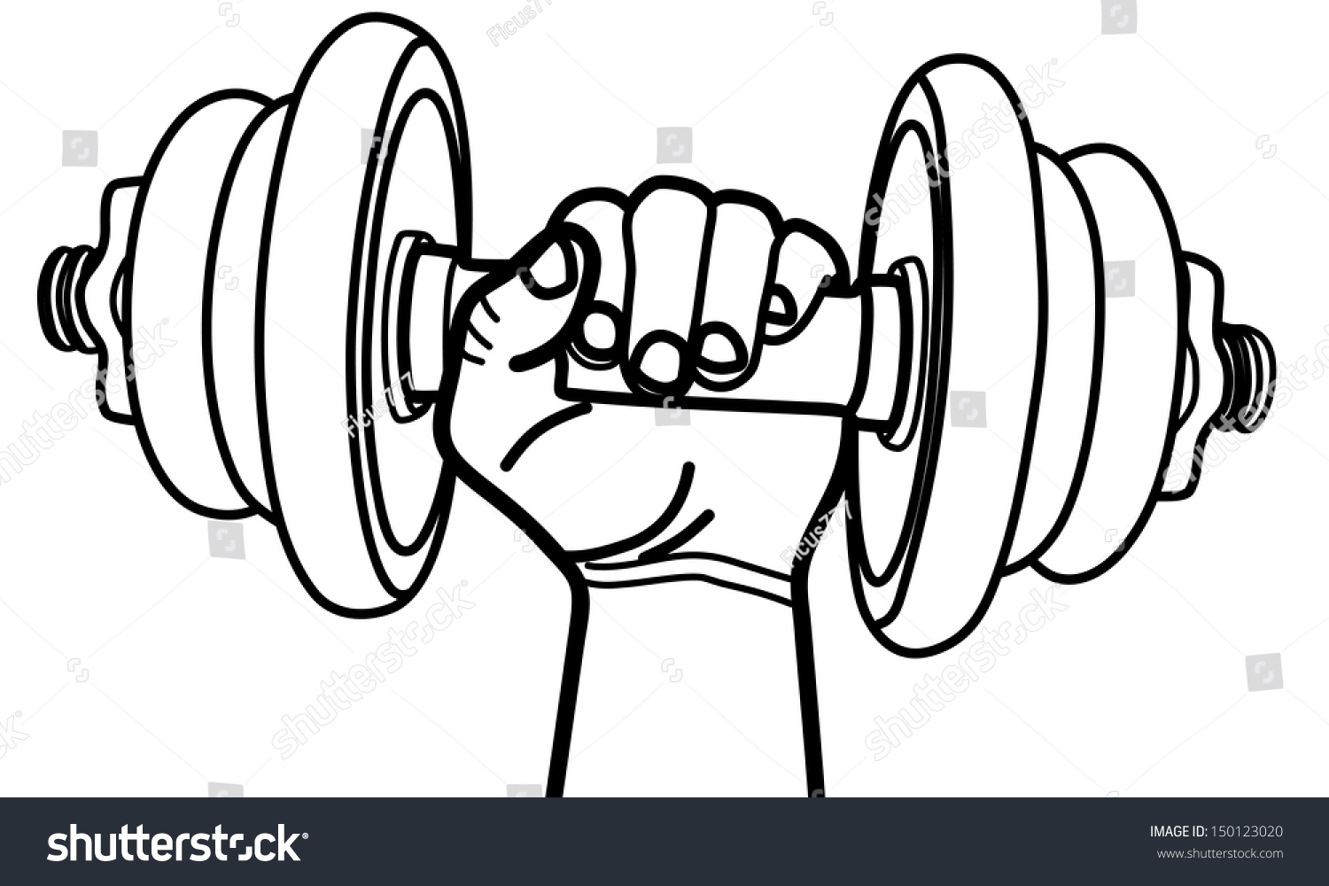 Hand Holding Dumbbell Illustration Stock Vector 150123020 Shutterstock 3737