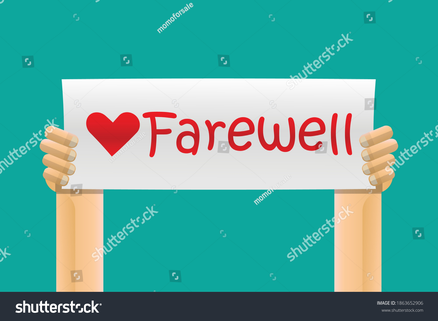 Hand Holding Farewell Sign Vector Illustration Vetor Stock Livre De