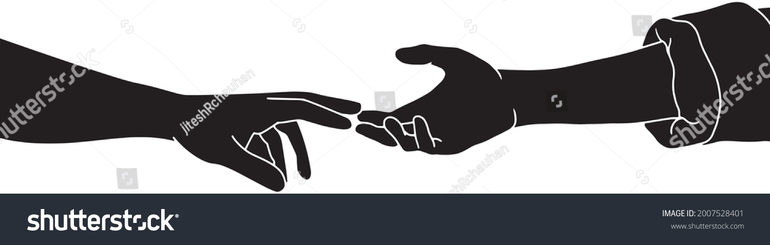 Hand Holding Gesture Silhouette People Friendship Stock Vector (Royalty ...