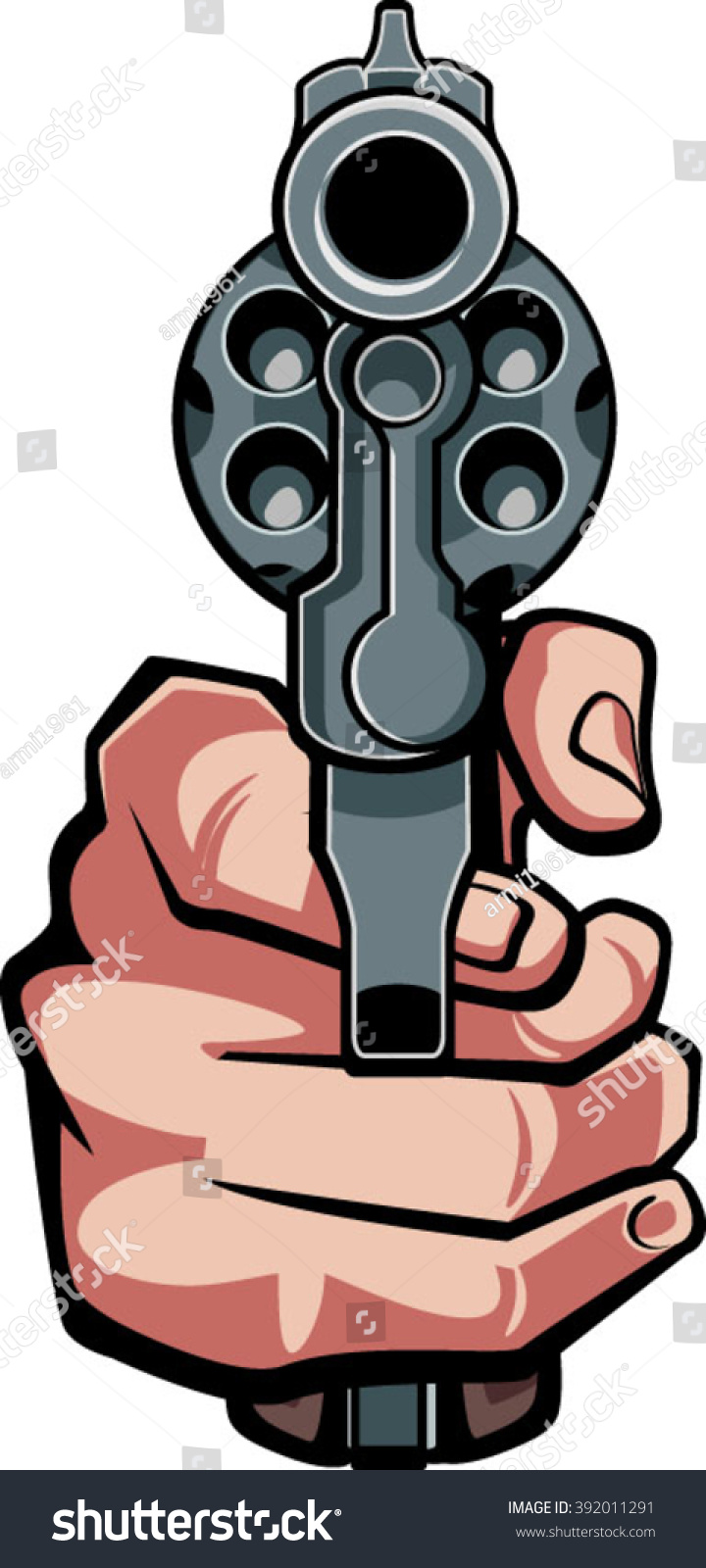 Hand Holding Gun Front View Stock Vector 392011291 - Shutterstock