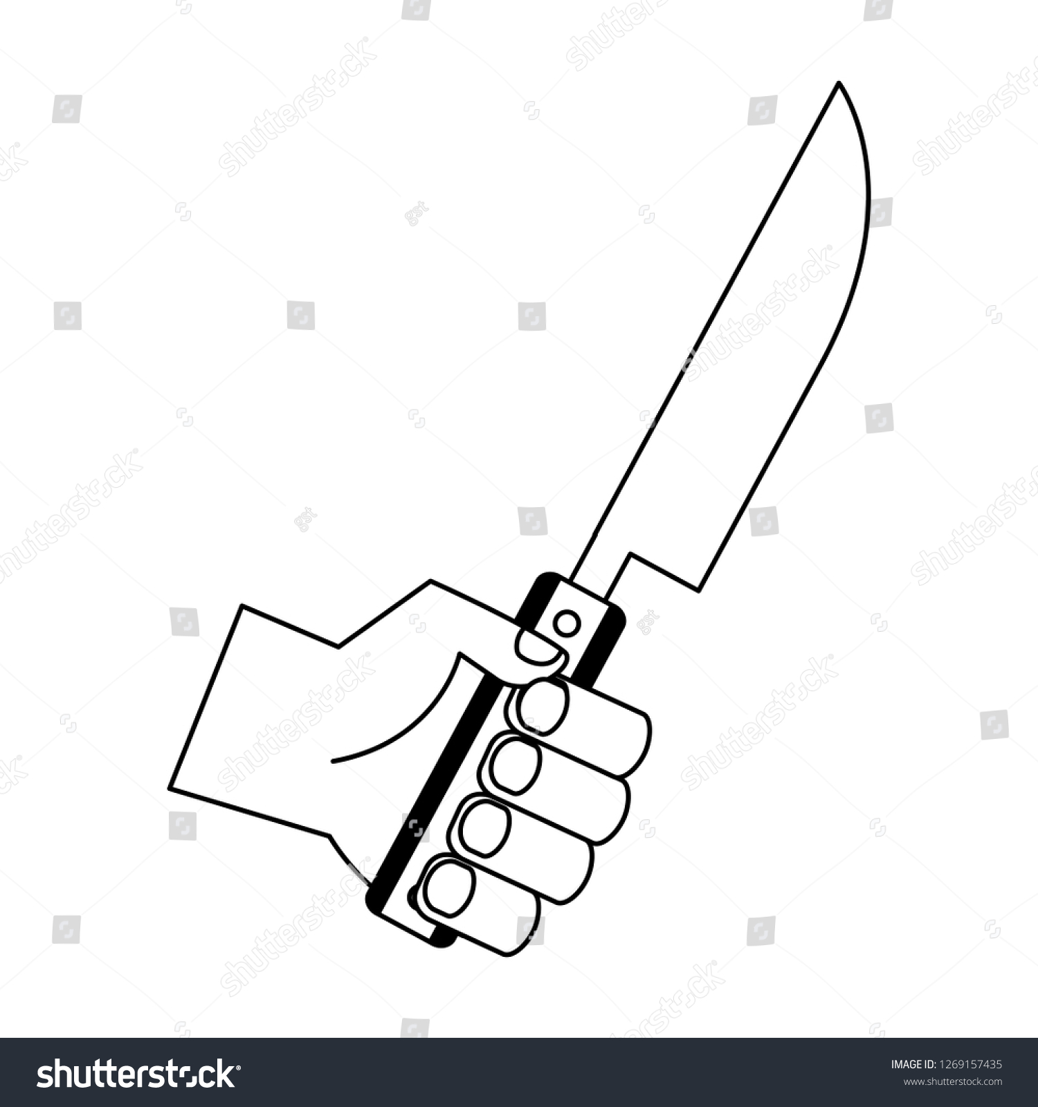 Hand Holding Knife Stock Vector Royalty Free 1269157435 