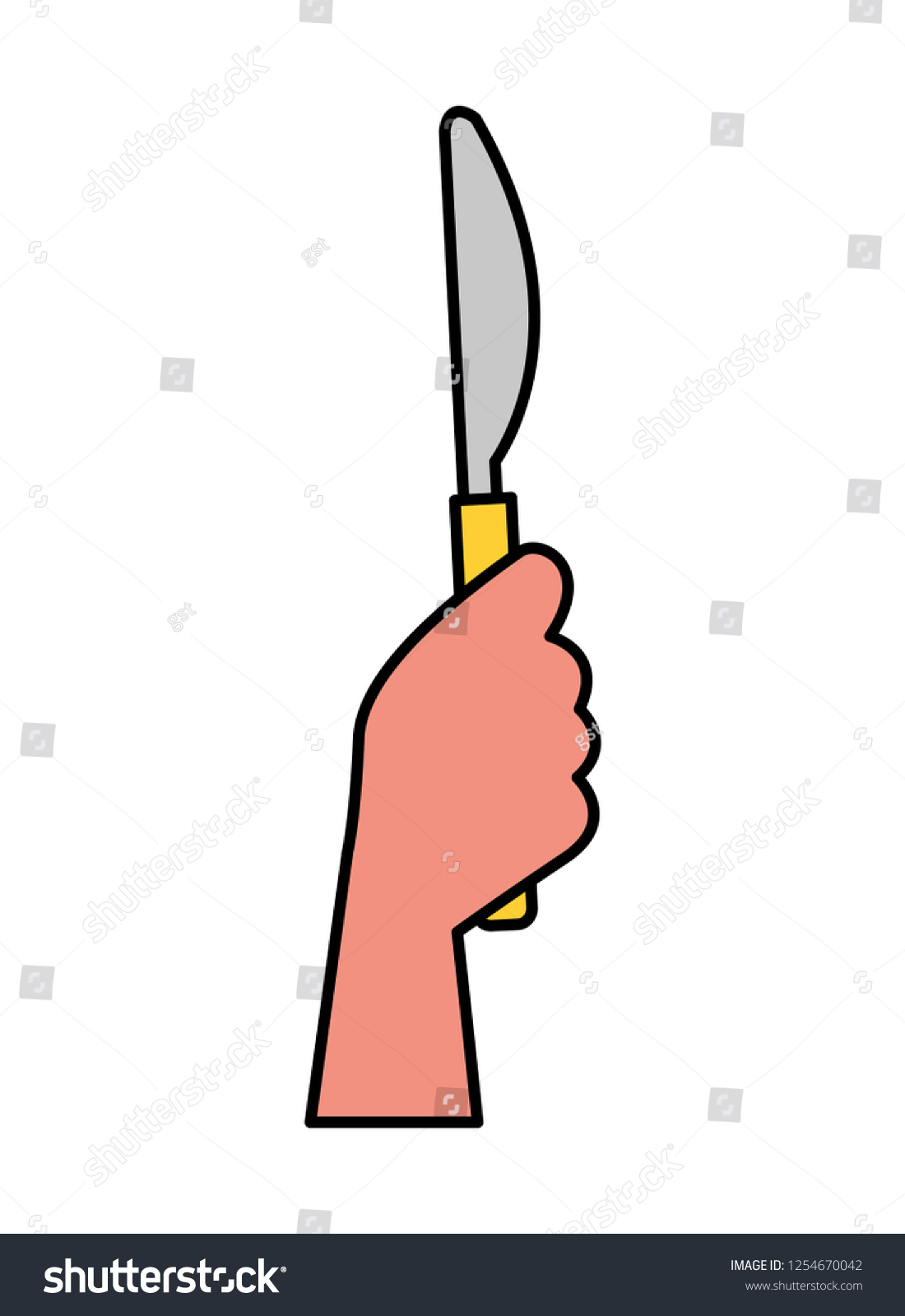 Hand Holding Knife On White Background Stock Vector Royalty Free 1254670042 Shutterstock 