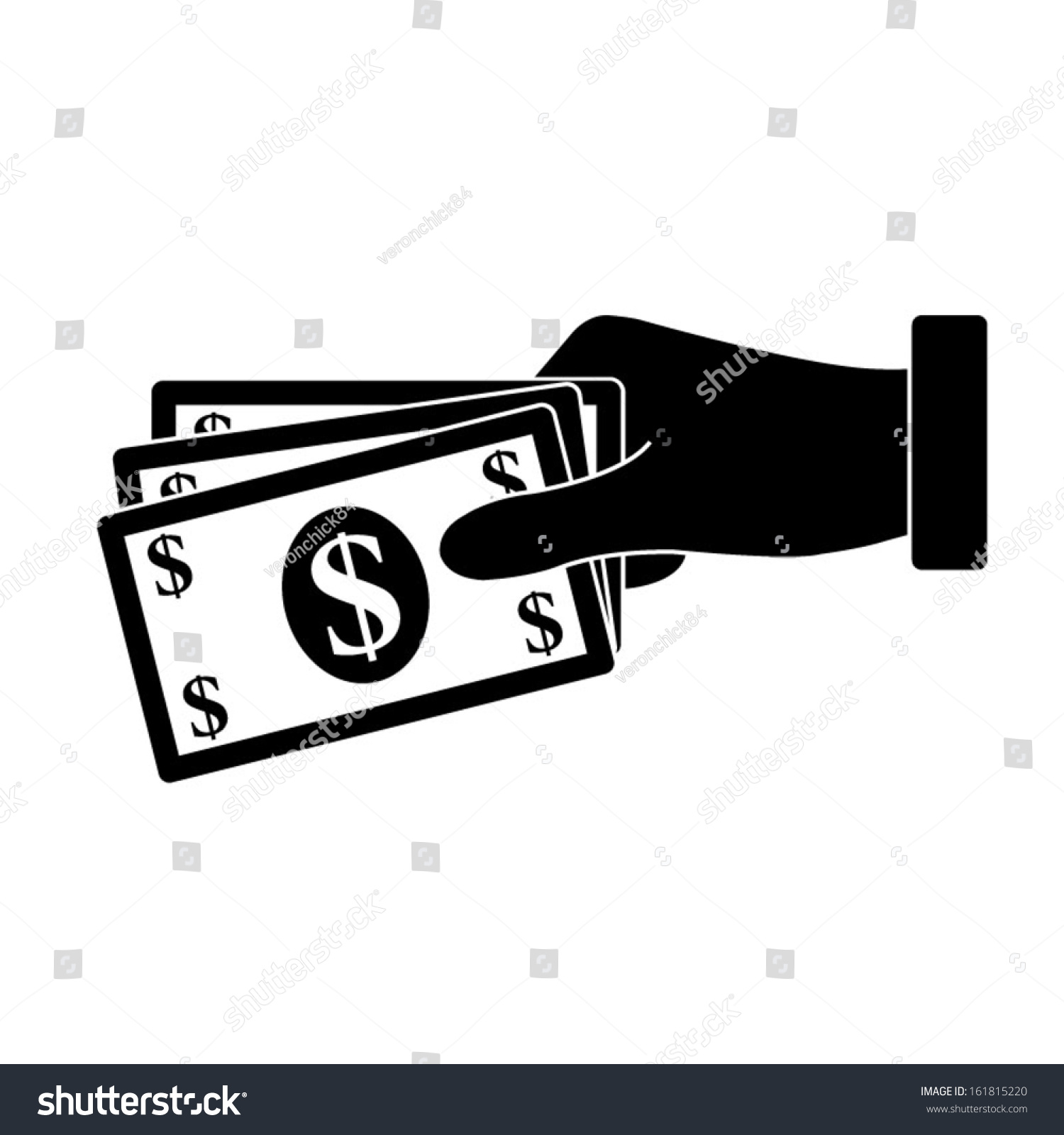 Hand Holding Money Icon Stock Vector 161815220 - Shutterstock