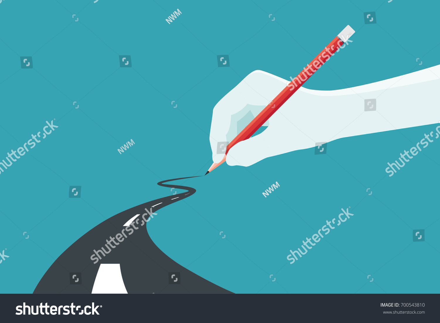 SVG of Hand holding pencil. Concept of the path to business success at choose your own. Vector illustration. svg