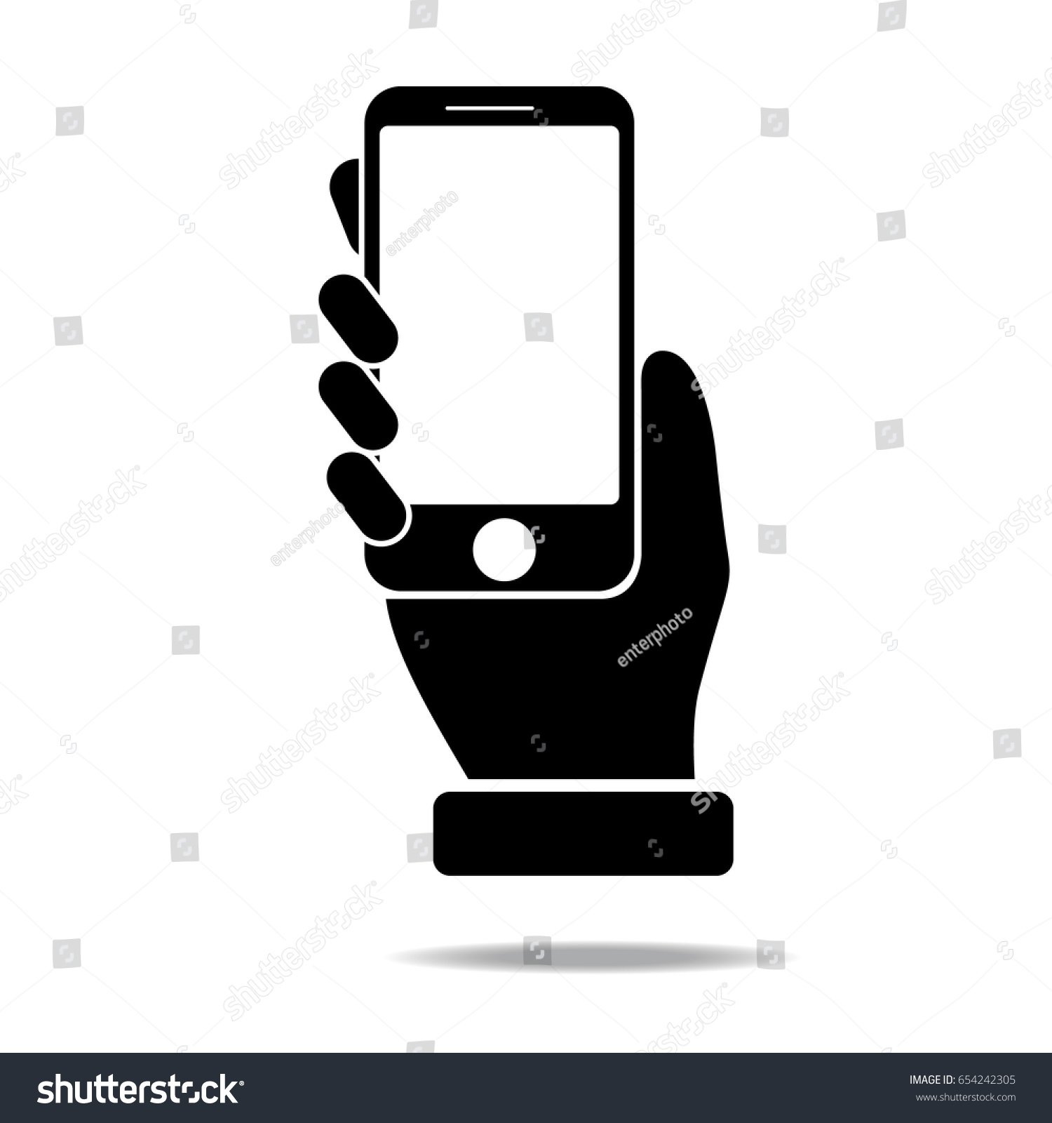 Hand Holding Phone Iconvector Illustration Stock Vector 654242305