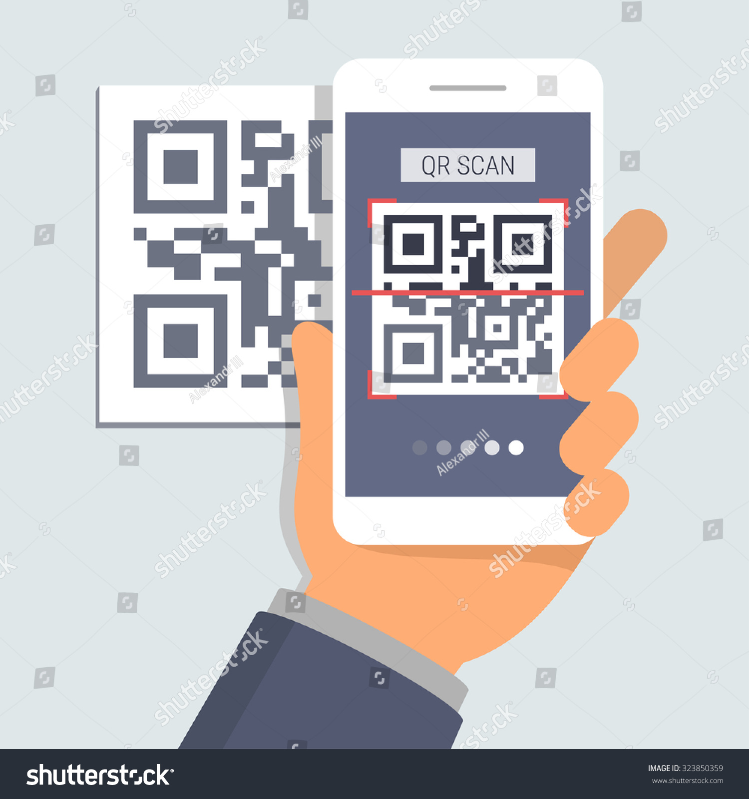 Hand Holding Phone App Scanning Qr Stock Vector (Royalty Free ...