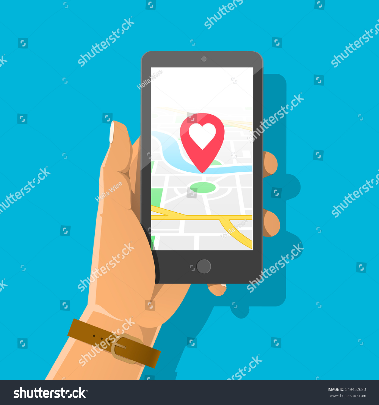 Hand Holding Phone Map Marker Mobile Stock Vector (Royalty Free ...