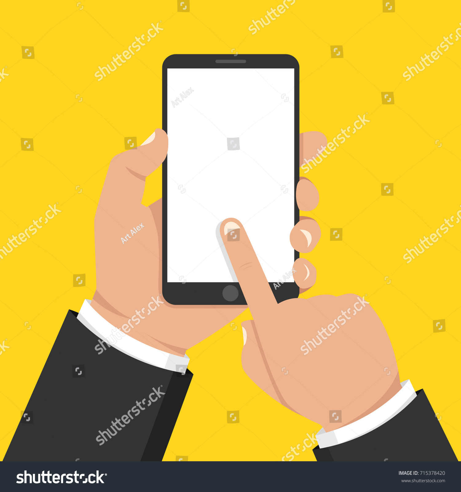 Hand Holding Smartphone Touching Screen Vector Stock Vector Royalty Free 715378420 8359