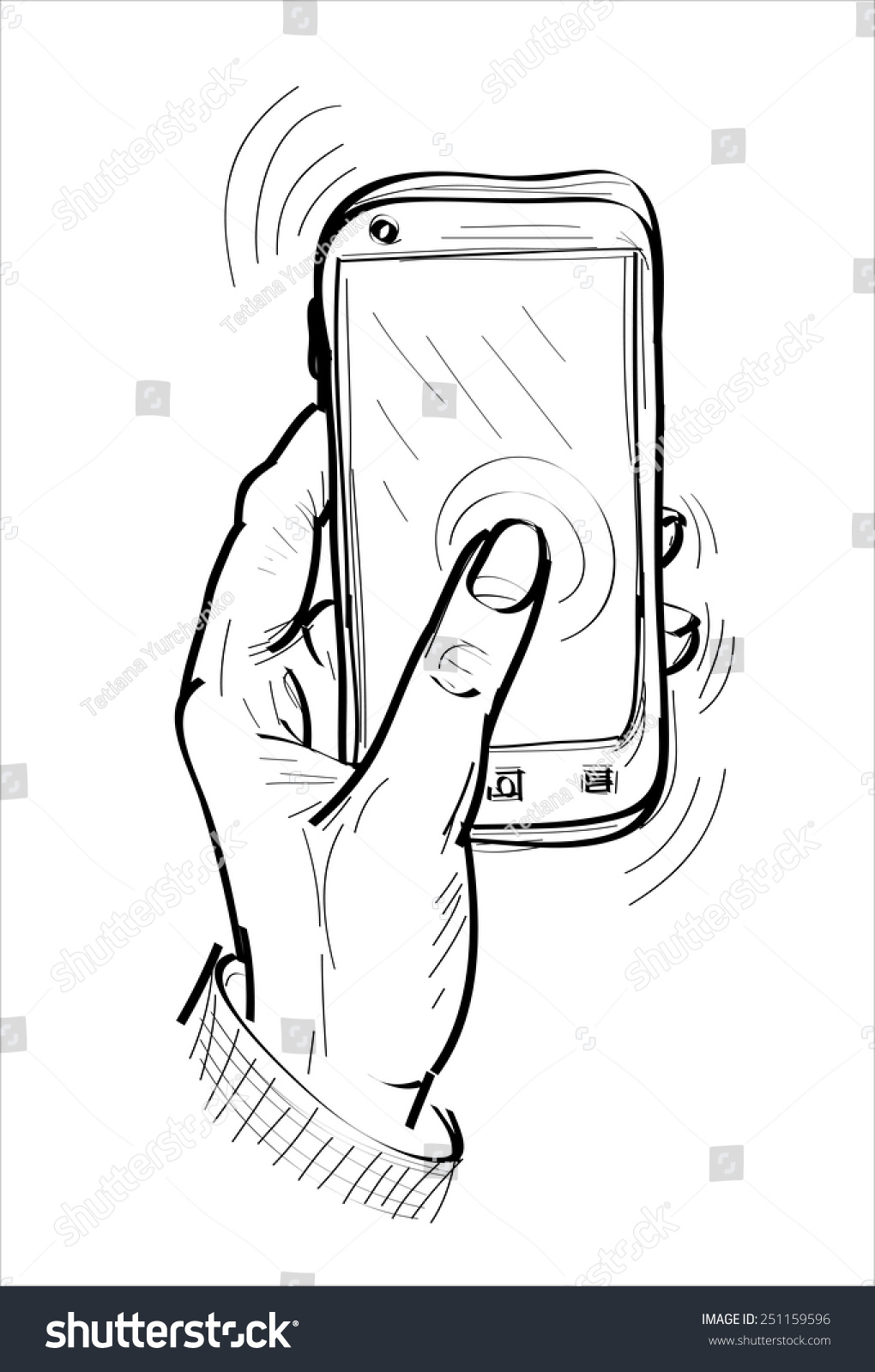 Hand Holding Phone Hands Sketch Vector Stock Vector 251159596