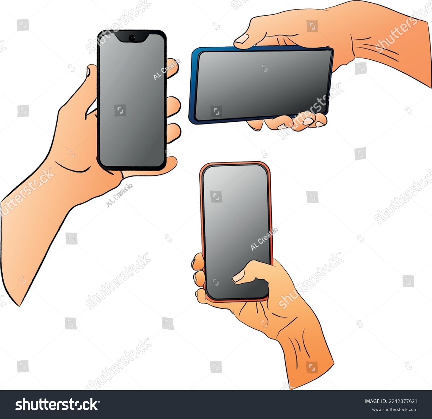 SVG of Hand holding the smartphone in flat design svg