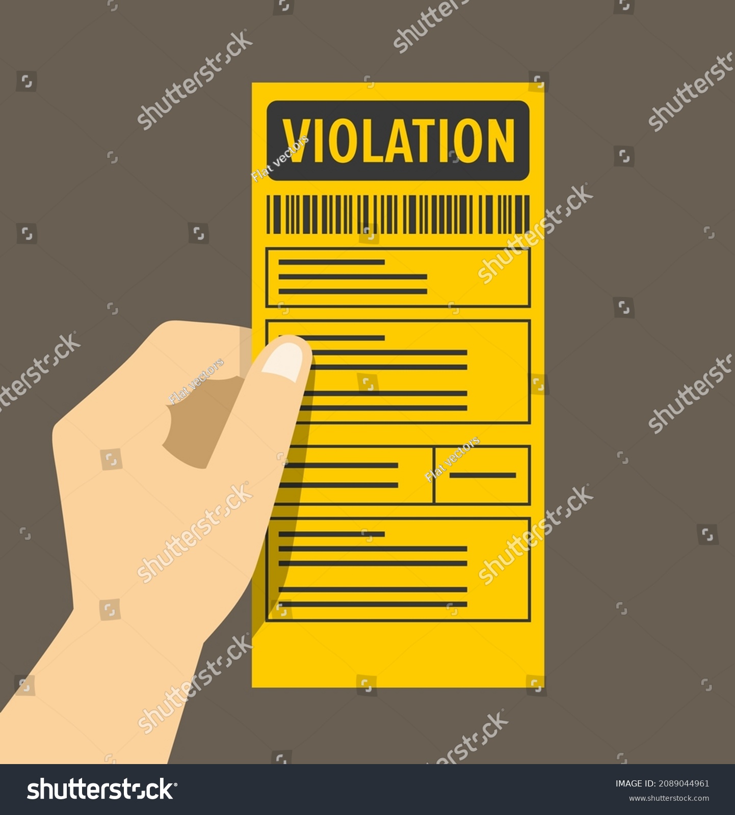 Hand Holding Yellow Violation Ticket Isolated Stock Vector Royalty 