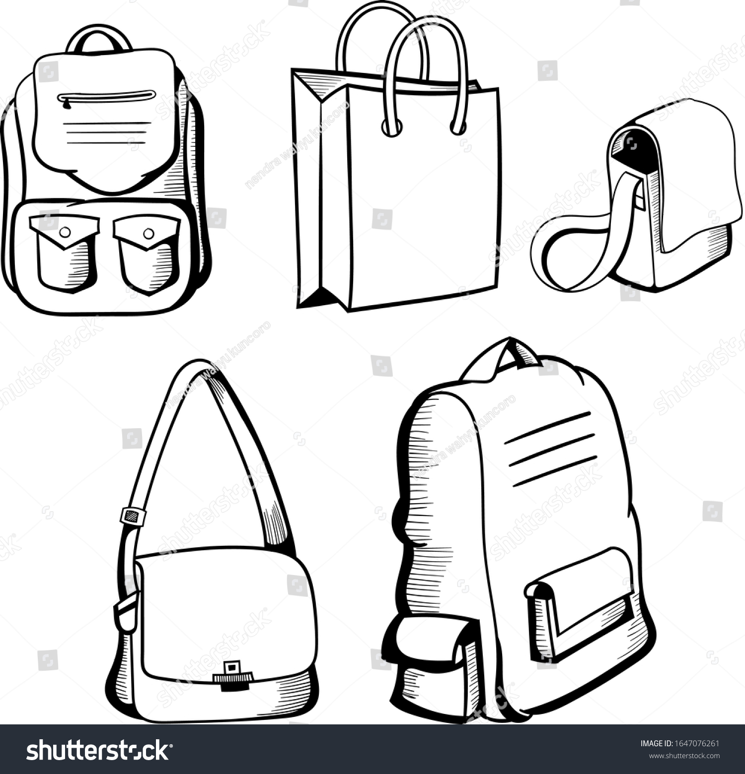 Hand Illustration Illustration Various Bag Models Stock Vector (Royalty ...