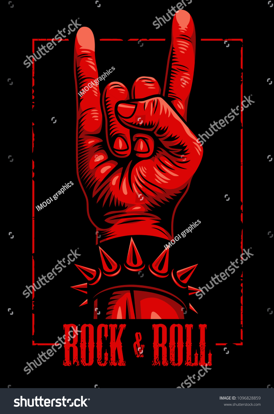 Hand Rock N Roll Sign Vector Stock Vector (Royalty Free) 1096828859