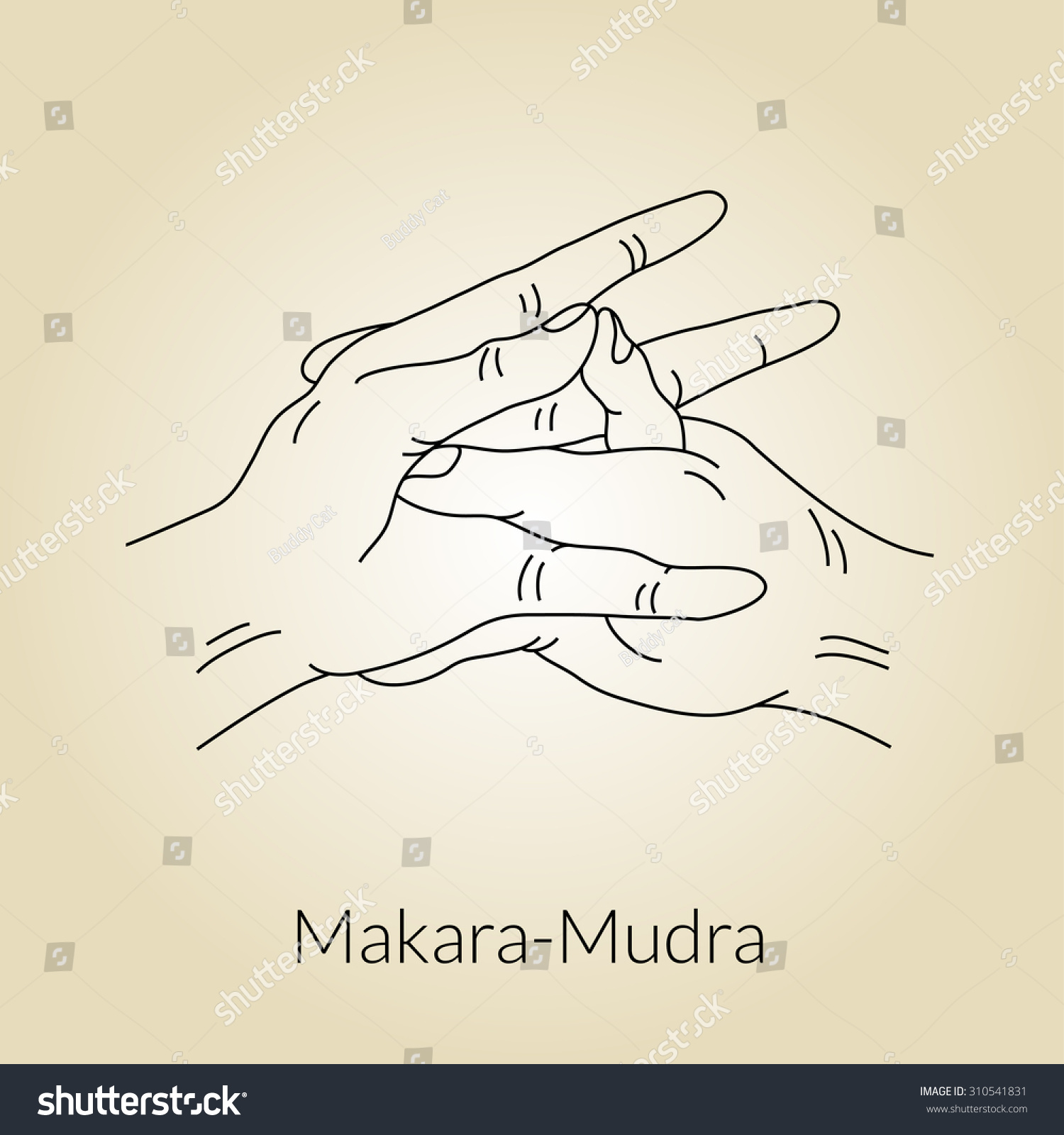 Hand Yoga Mudra Makaramudra Vector Illustration Stock Vector (Royalty ...