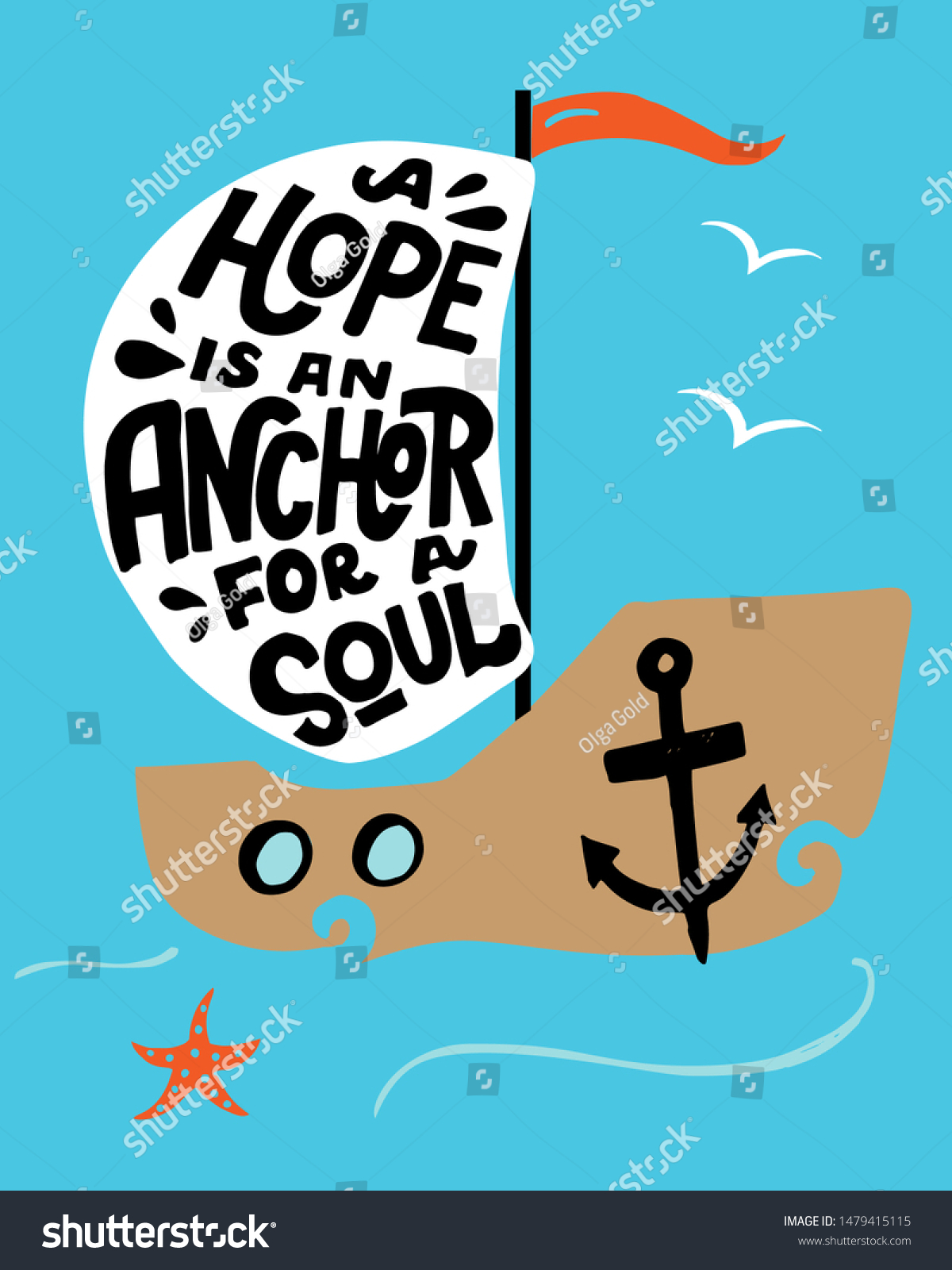 Hand Lettering Hope Anchor Soul Made Stock Vector Royalty Free 1479415115