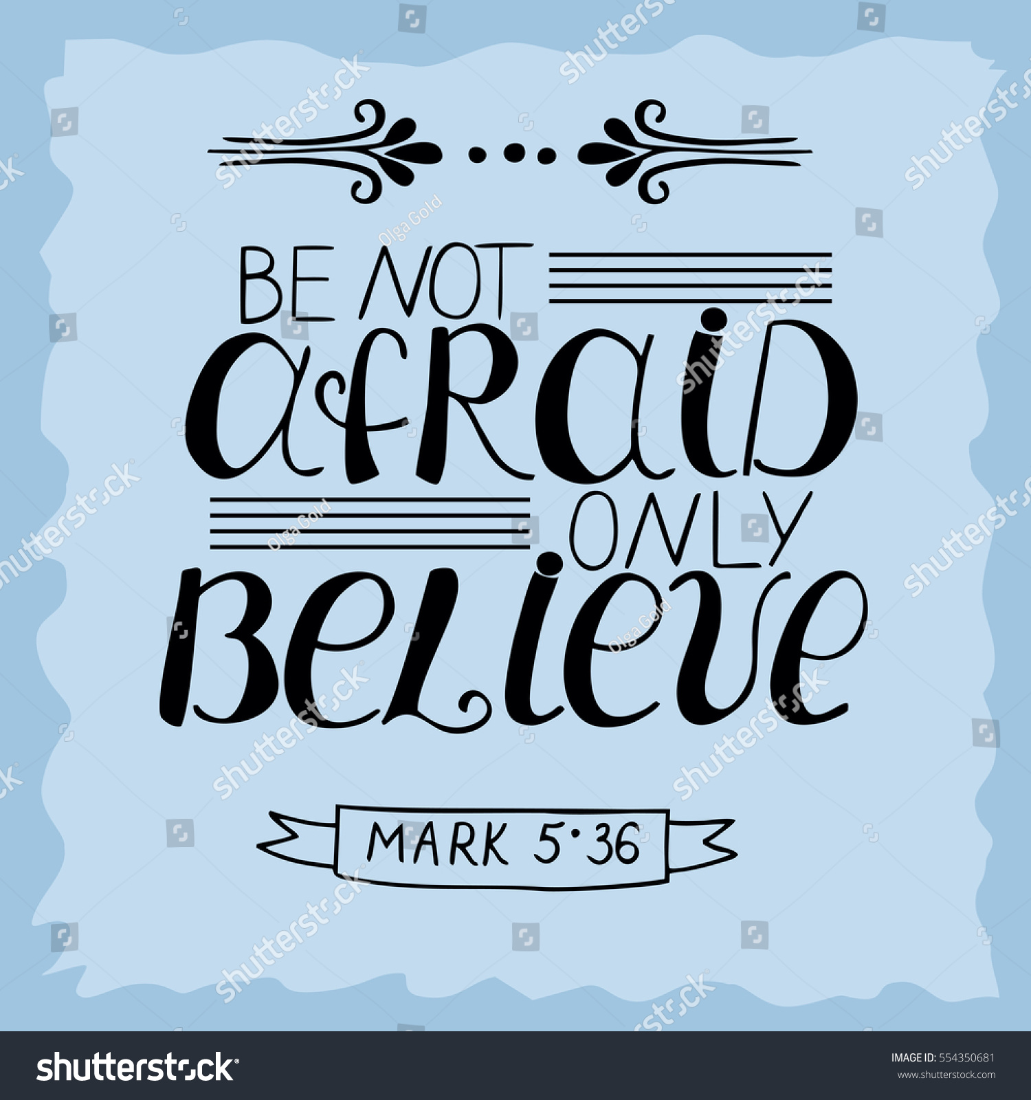 SVG of Hand lettering Be not afraid, only believe. Biblical background. Poster. New Testament. svg