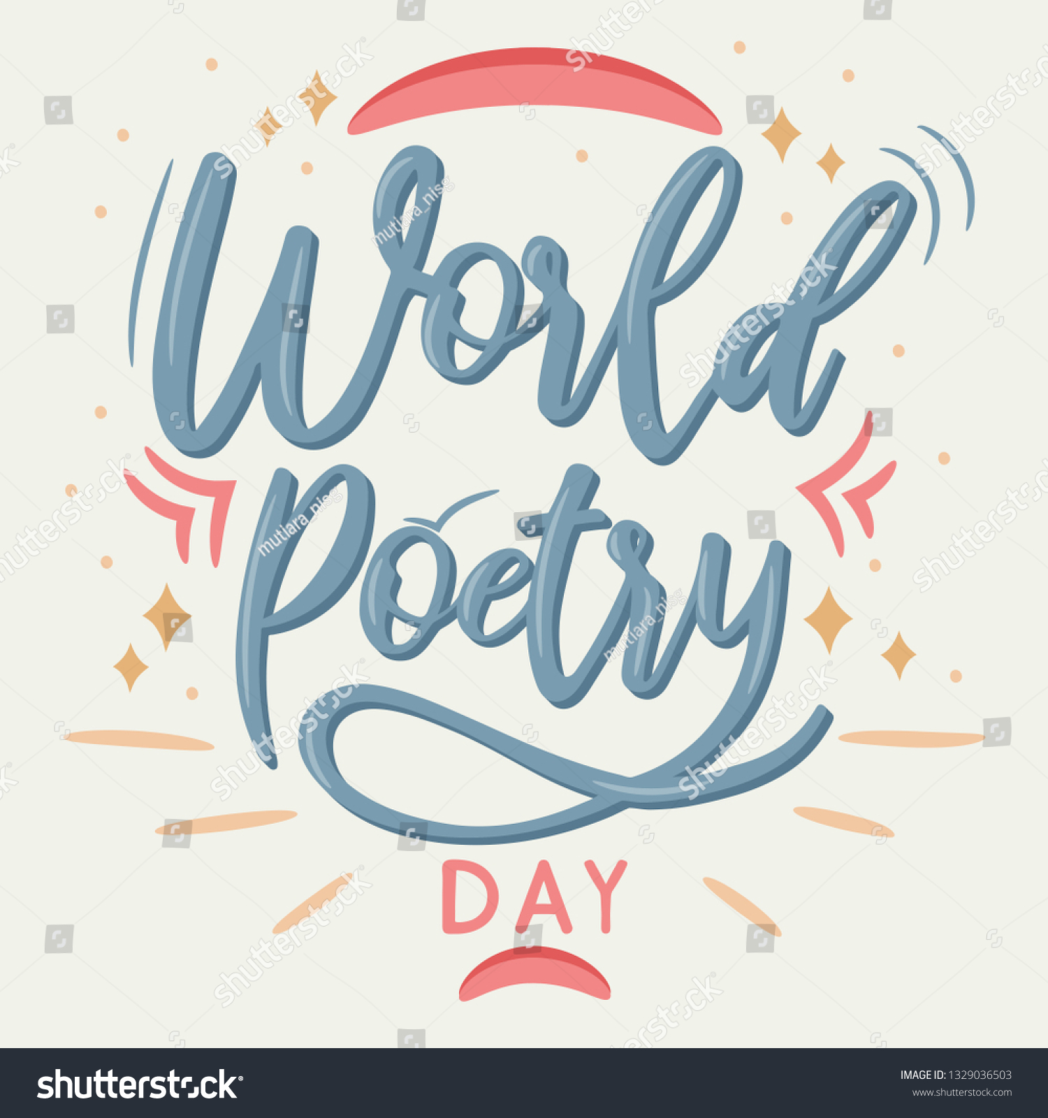 Hand Lettering Calligraphy World Poetry Day Stock Vector Royalty