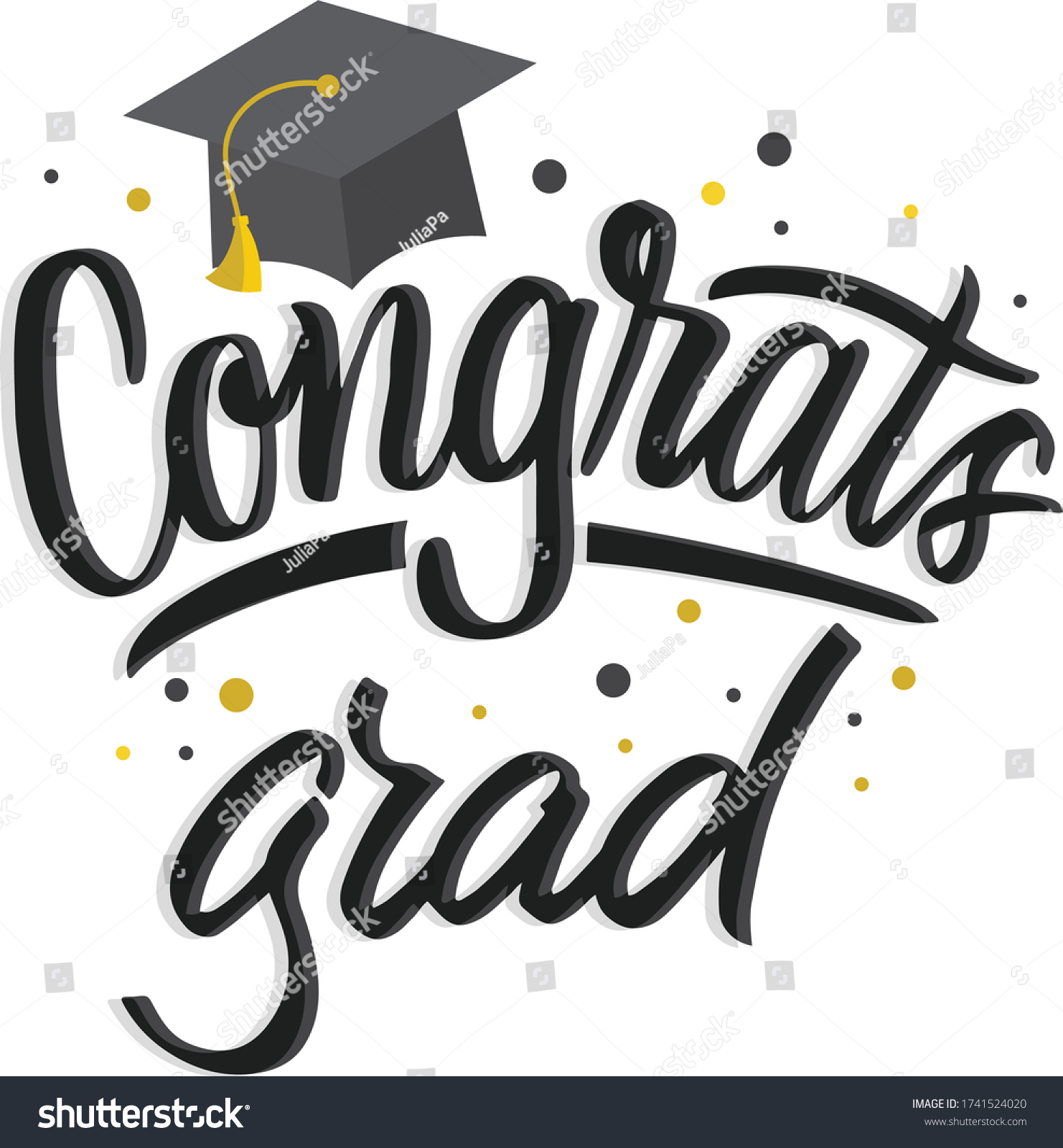 Hand Lettering Congrats Grad Illustration Master Stock Vector (royalty 