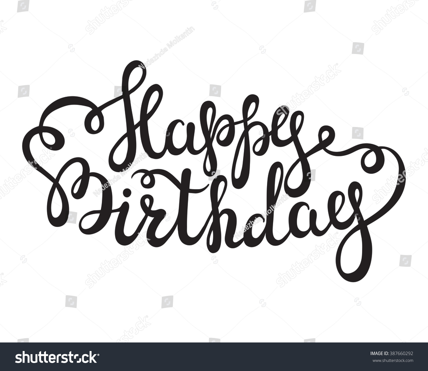 Hand Lettering Happy Birthday Words On Stock Vector (Royalty Free ...