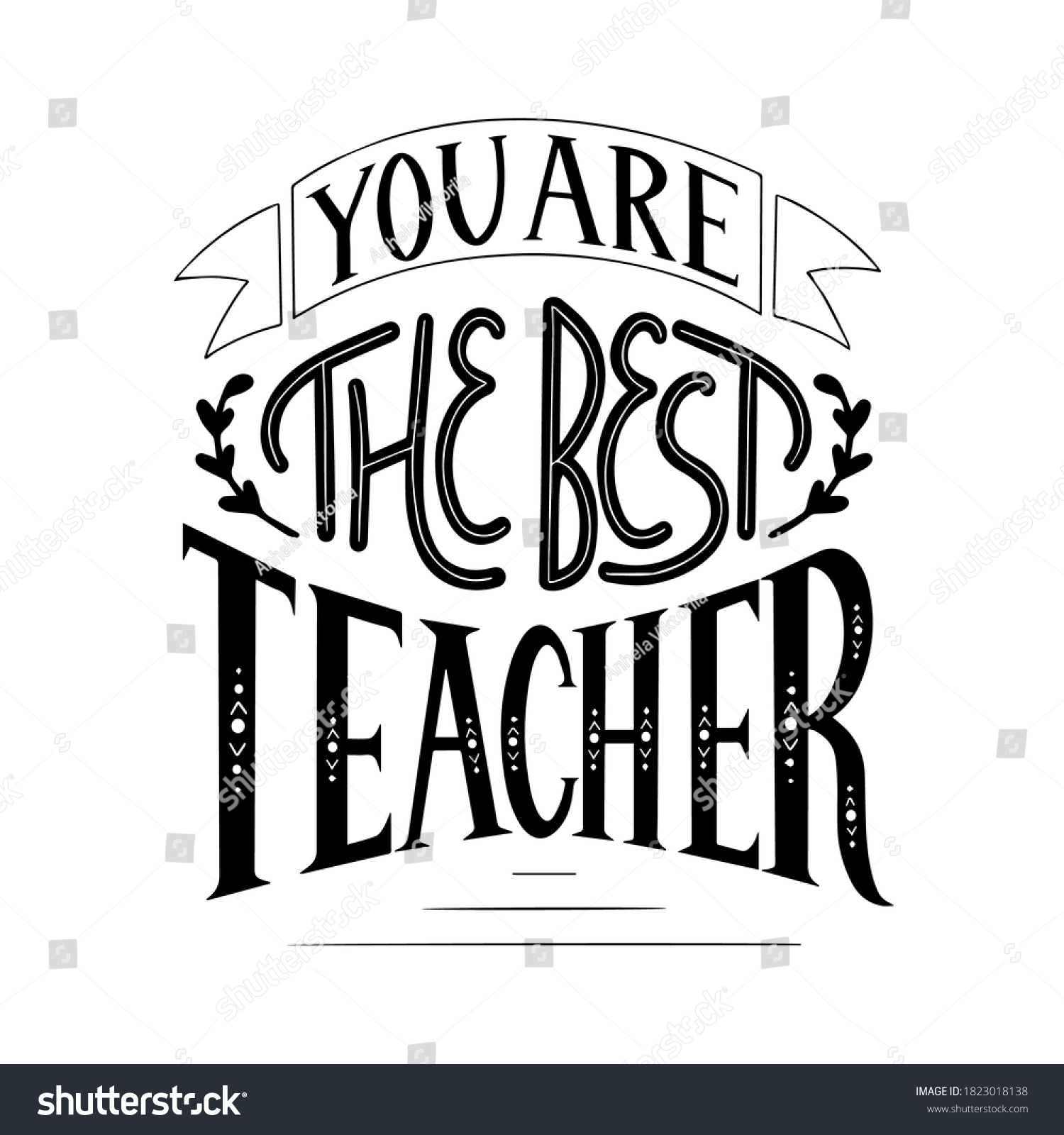 Hand Lettering Monochrome World Teachers Day Stock Vector (Royalty Free ...