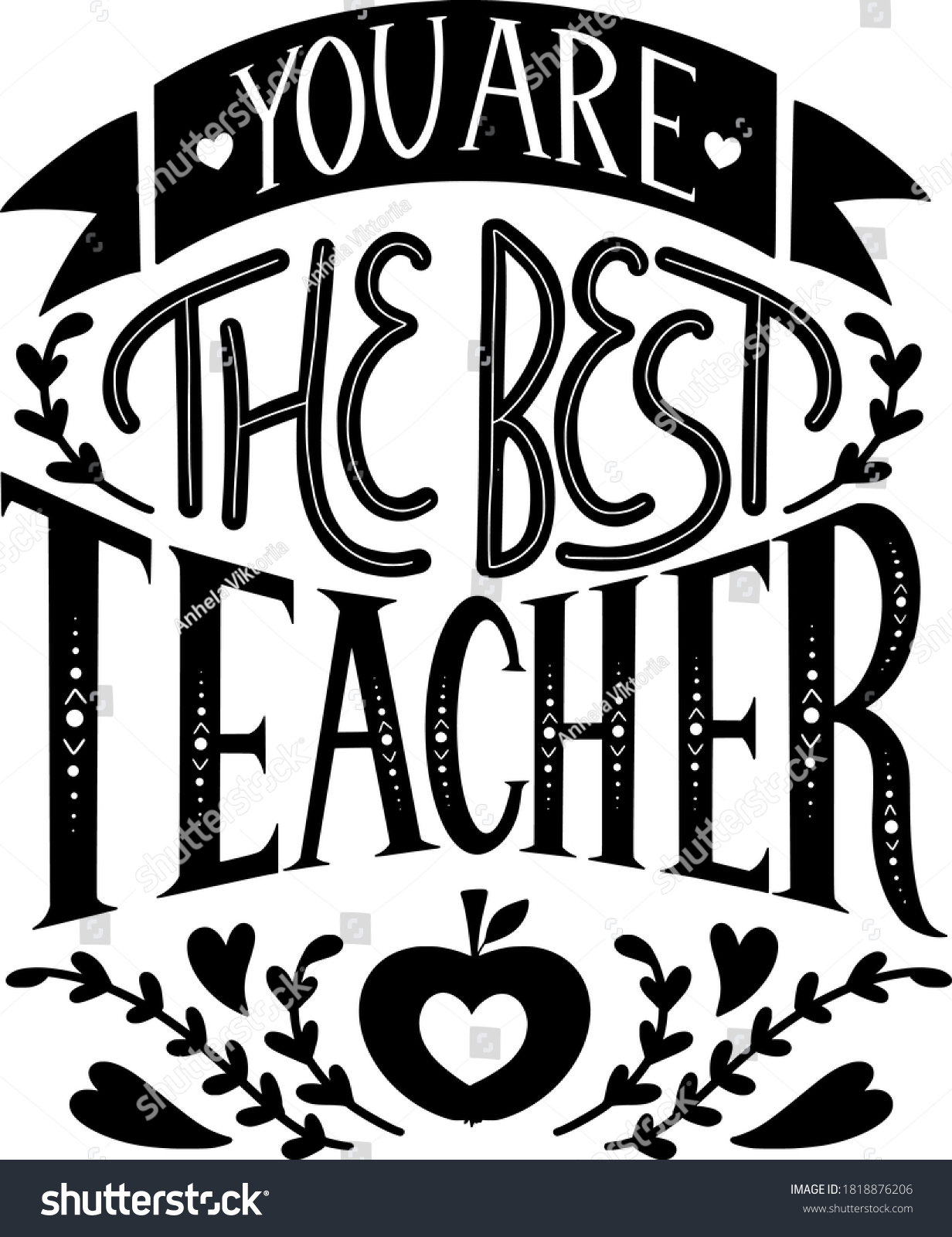 Hand Lettering Monochrome World Teachers Day Stock Vector (Royalty Free ...