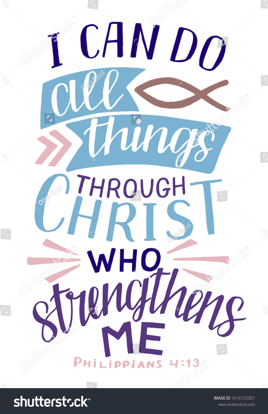 SVG of Hand lettering with Bible verse I can do all things through Christ, who strengthens me . Biblical background. Modern calligraphy Scripture print. Christian poster. Motivational quote svg